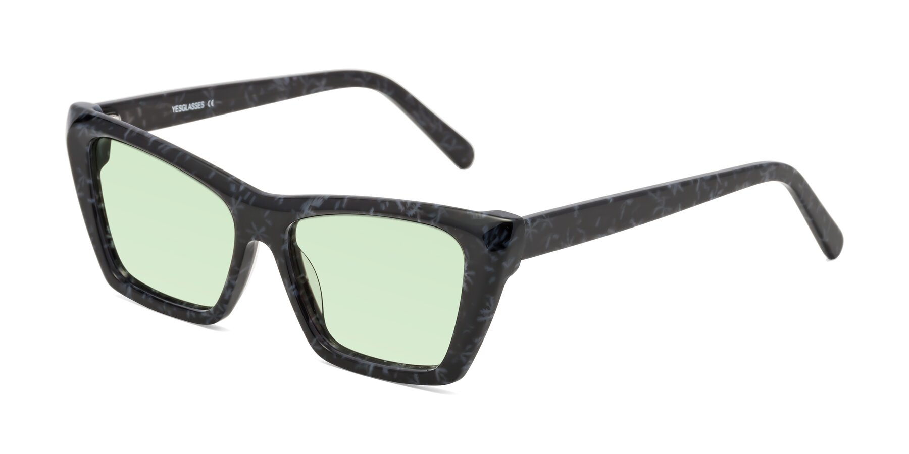 Angle of Khoi in Dark Gray Snowflake with Light Green Tinted Lenses