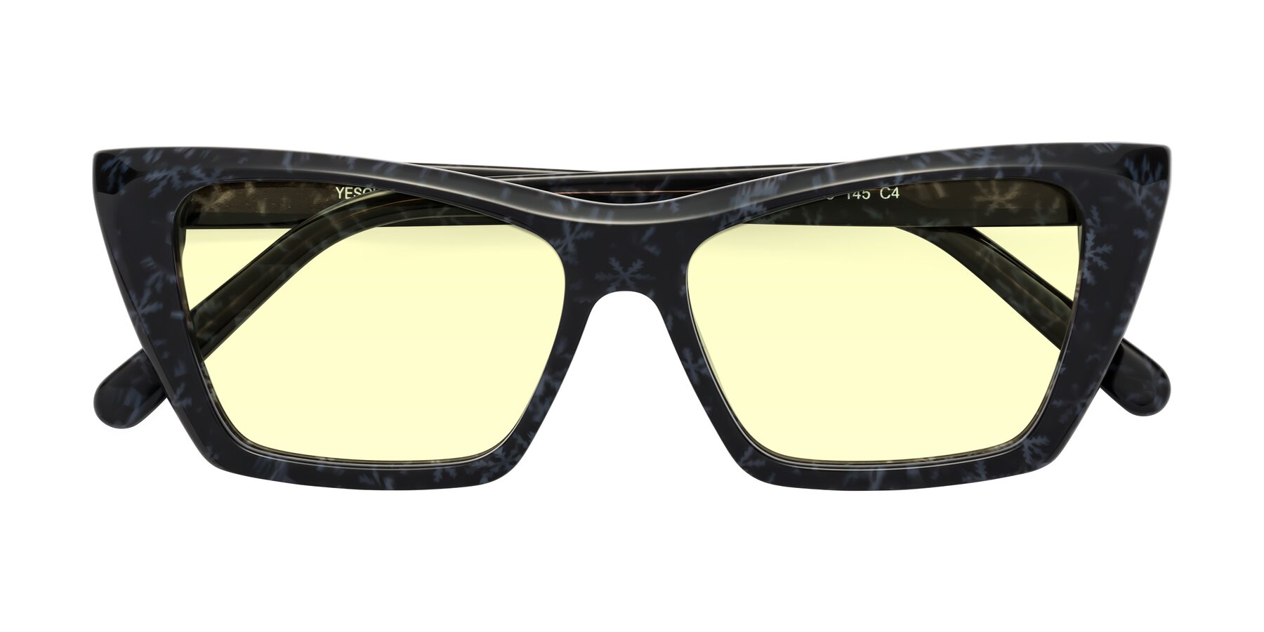 Folded Front of Khoi in Dark Gray Snowflake with Light Yellow Tinted Lenses