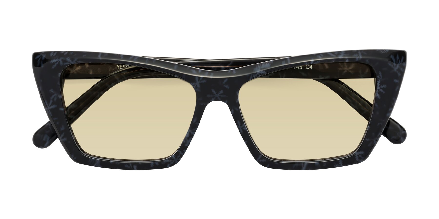 Folded Front of Khoi in Dark Gray Snowflake with Light Champagne Tinted Lenses