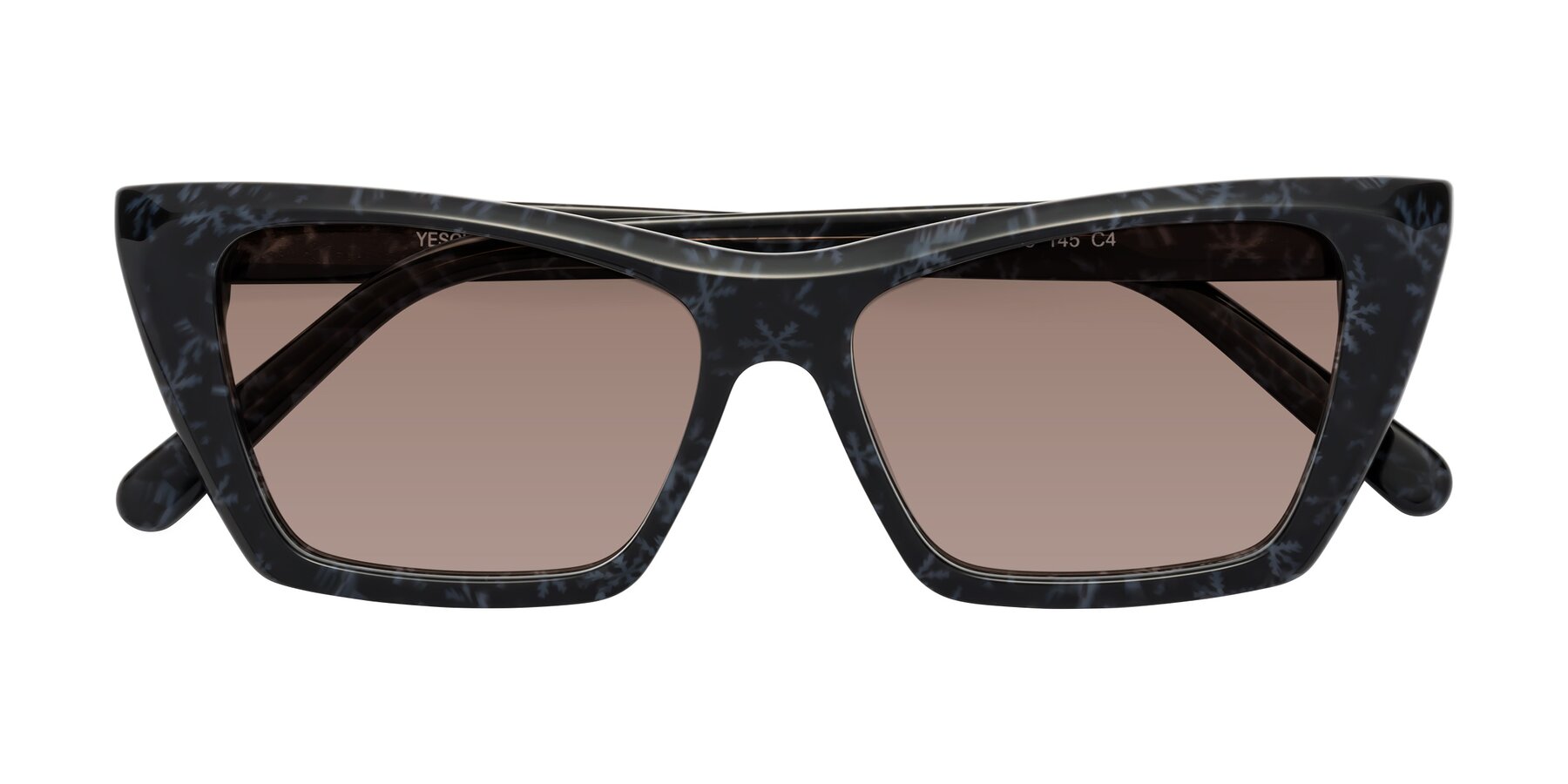 Folded Front of Khoi in Dark Gray Snowflake with Medium Brown Tinted Lenses