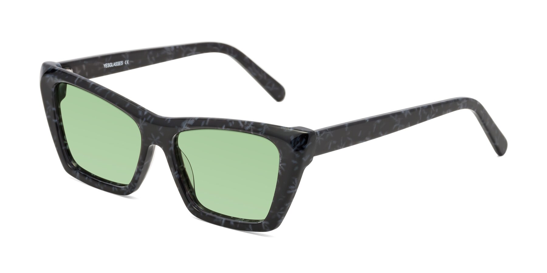 Angle of Khoi in Dark Gray Snowflake with Medium Green Tinted Lenses
