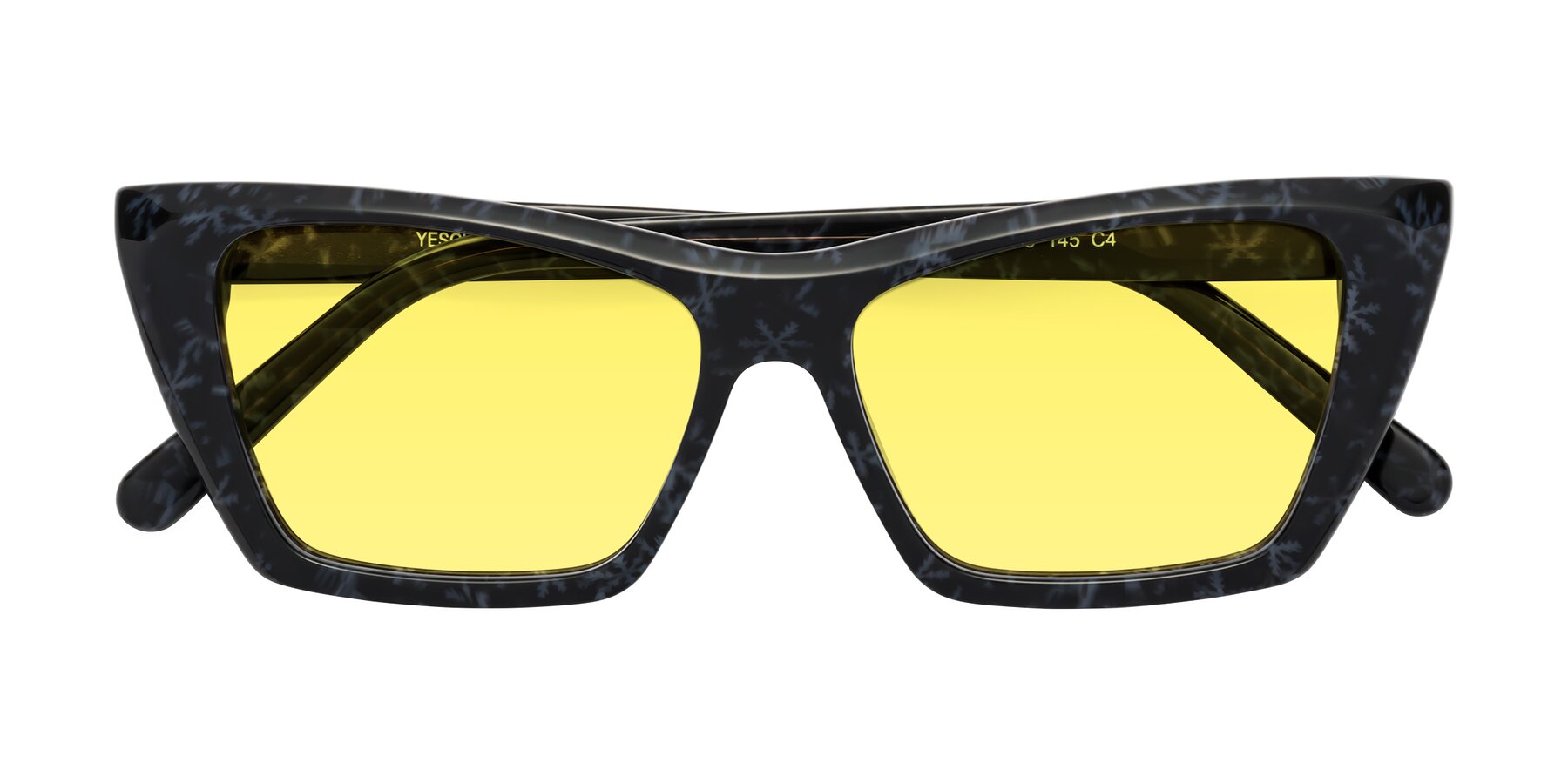Folded Front of Khoi in Dark Gray Snowflake with Medium Yellow Tinted Lenses