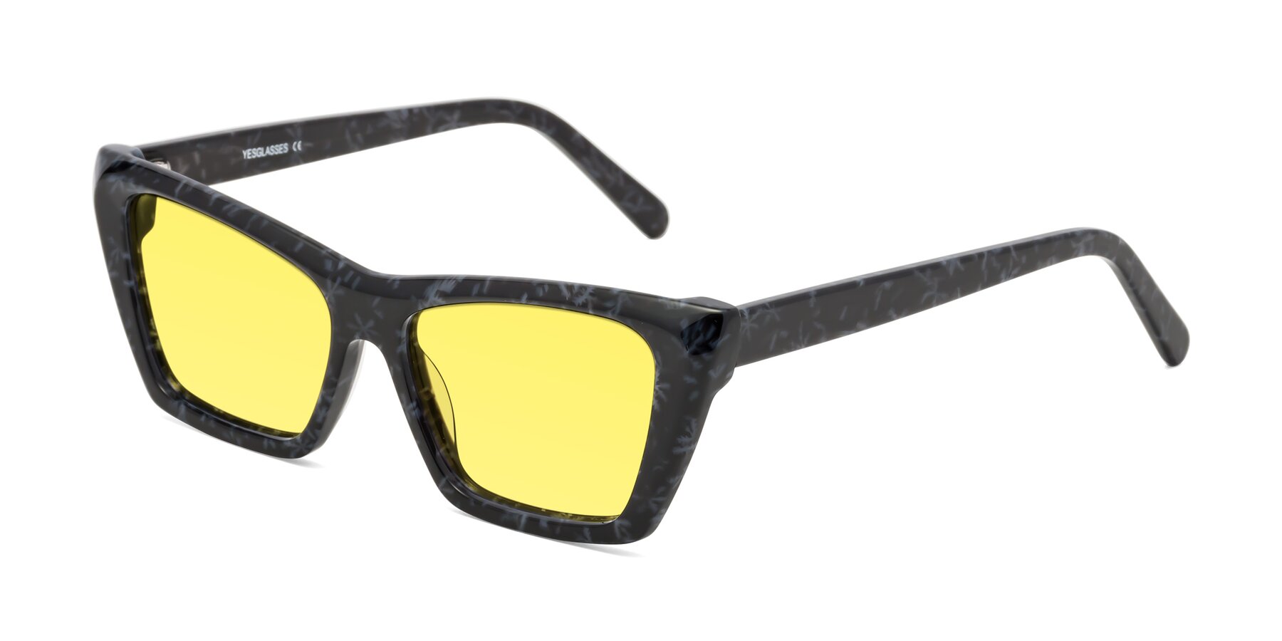 Angle of Khoi in Dark Gray Snowflake with Medium Yellow Tinted Lenses