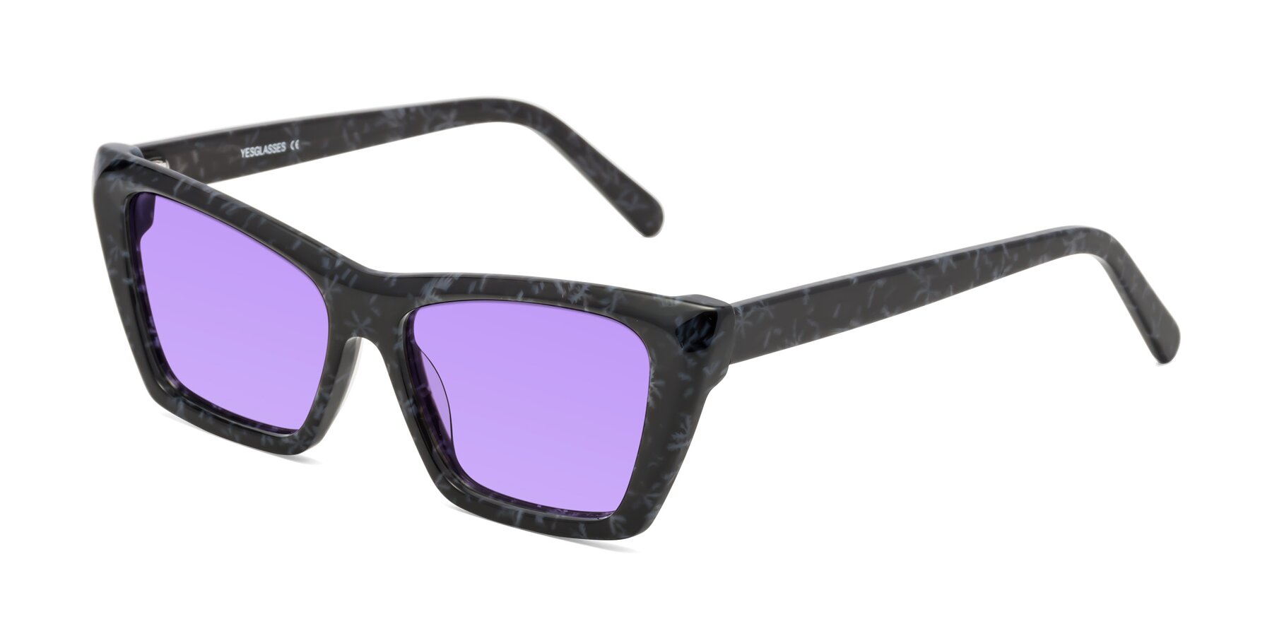 Angle of Khoi in Dark Gray Snowflake with Medium Purple Tinted Lenses