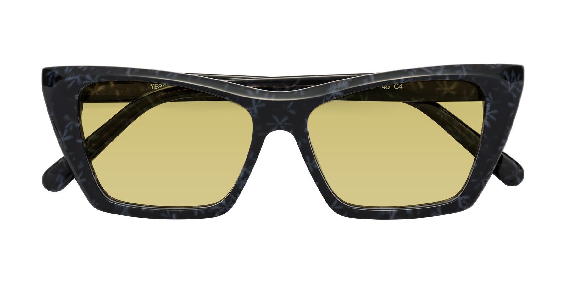 Folded Front of Khoi in Dark Gray Snowflake with Medium Champagne Tinted Lenses