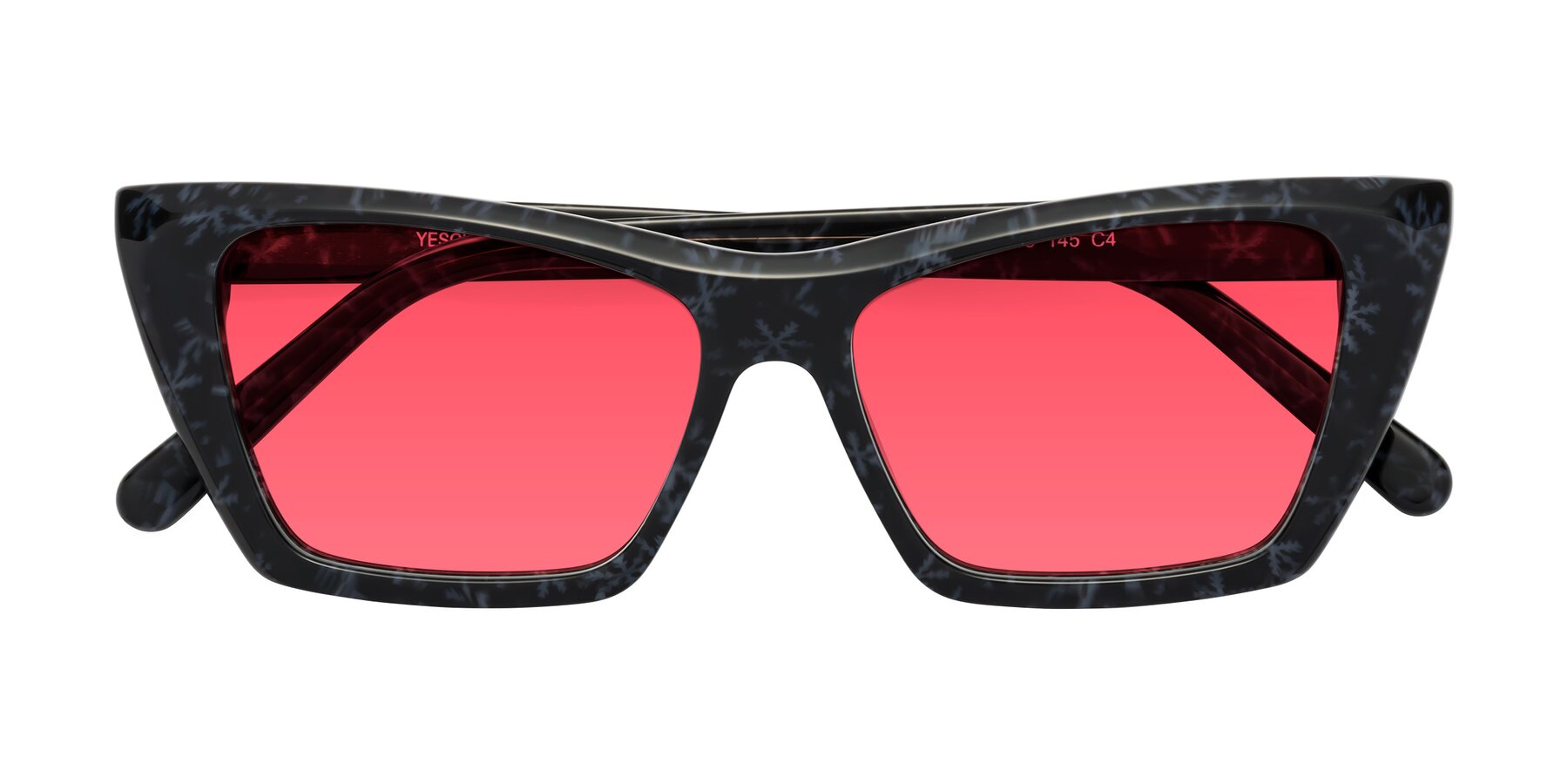 Folded Front of Khoi in Dark Gray Snowflake with Red Tinted Lenses