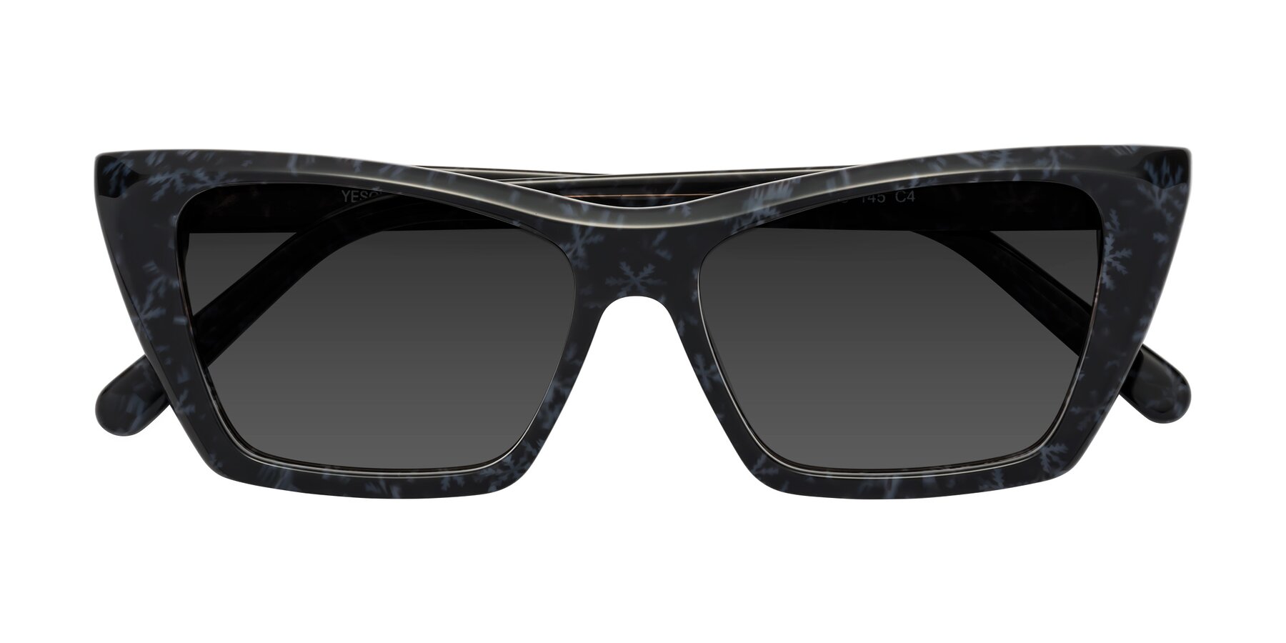 Folded Front of Khoi in Dark Gray Snowflake with Gray Tinted Lenses