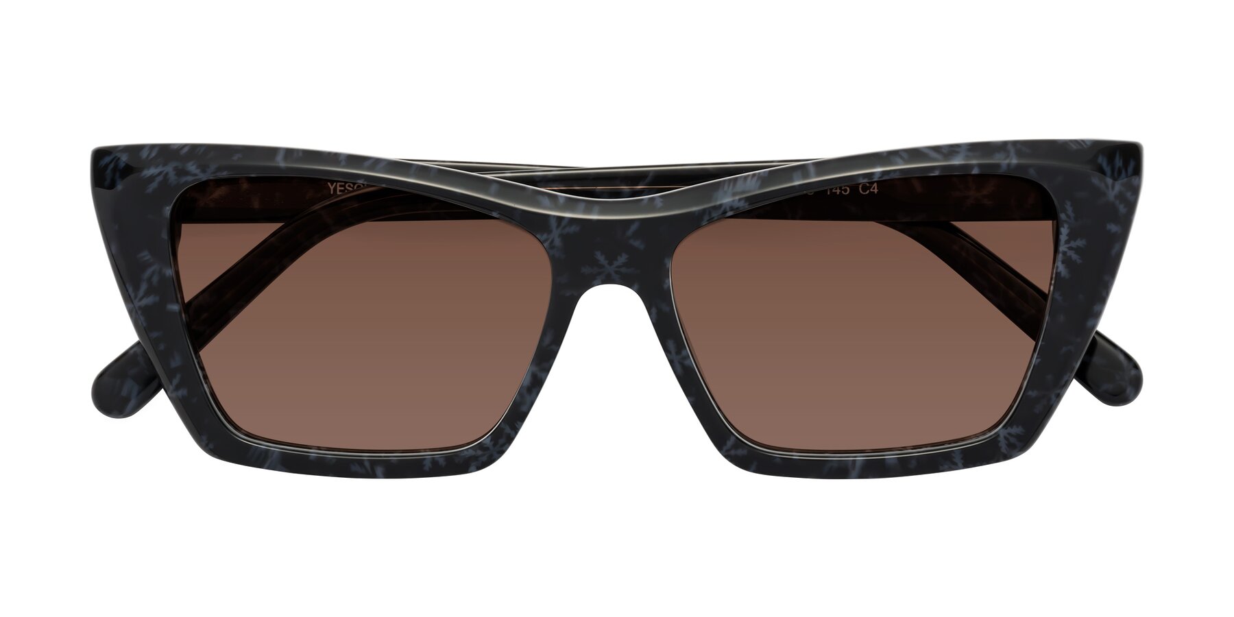 Folded Front of Khoi in Dark Gray Snowflake with Brown Tinted Lenses