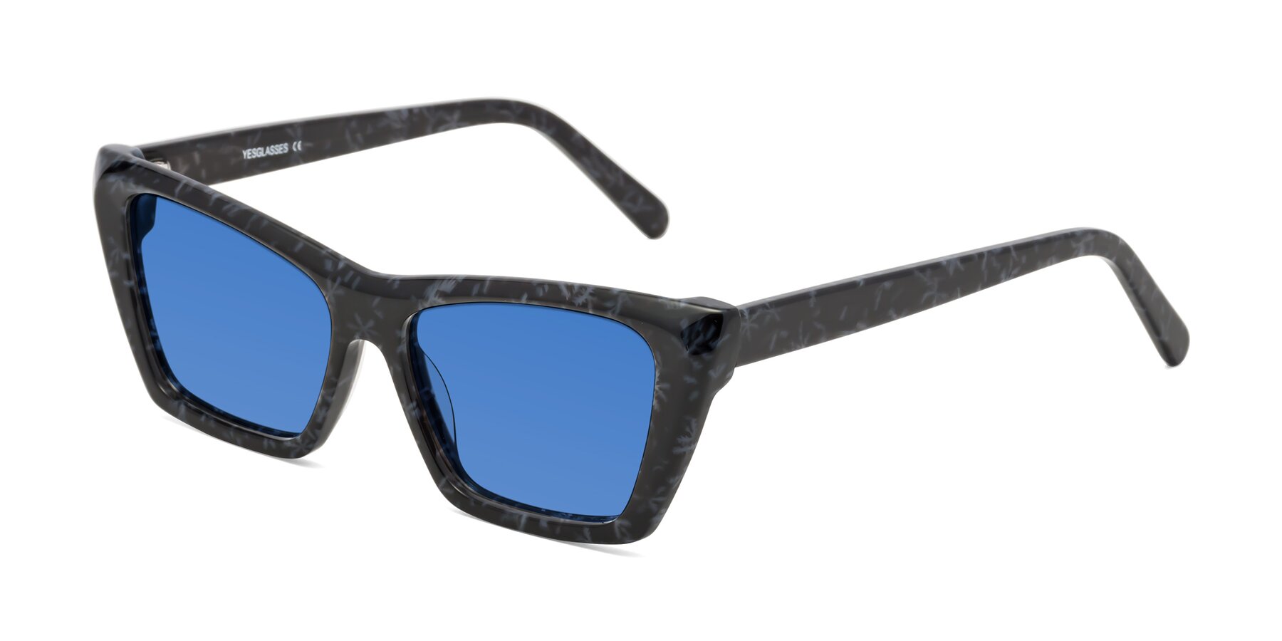 Angle of Khoi in Dark Gray Snowflake with Blue Tinted Lenses