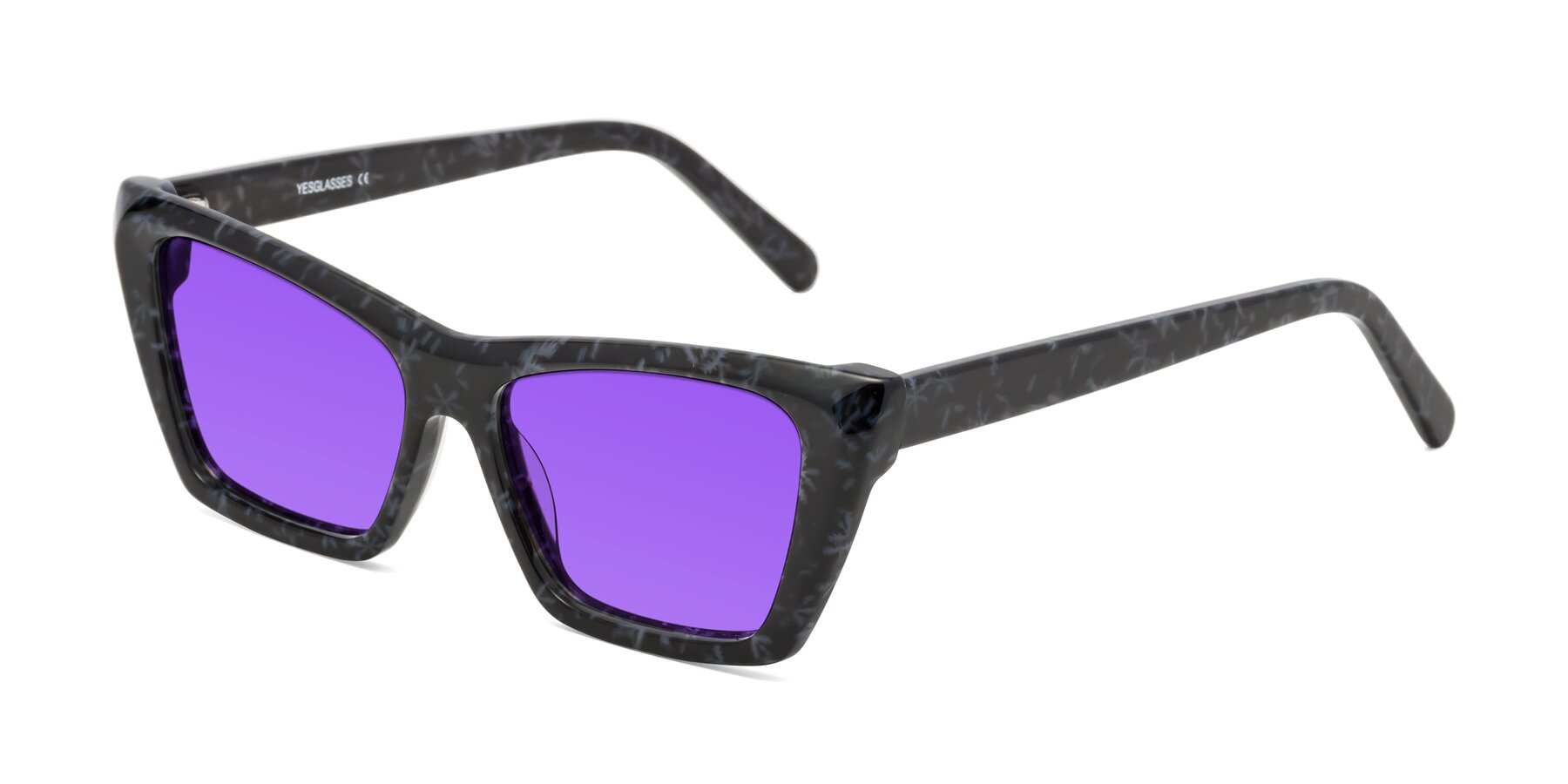 Angle of Khoi in Dark Gray Snowflake with Purple Tinted Lenses