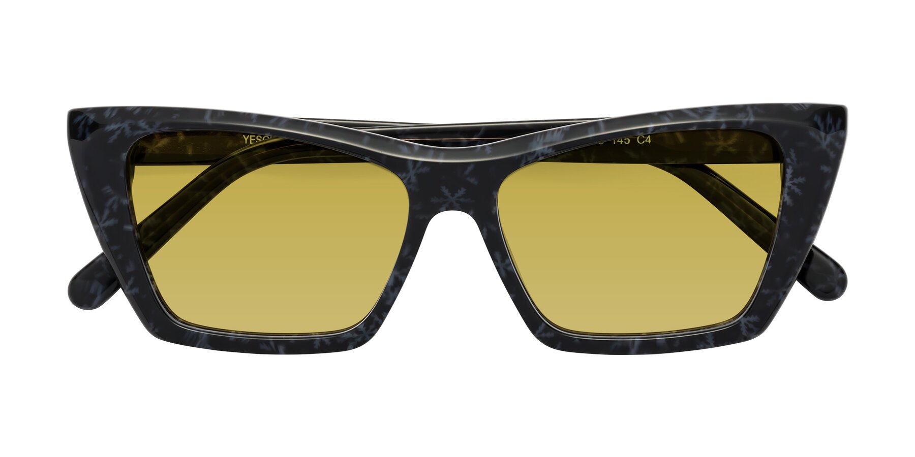 Folded Front of Khoi in Dark Gray Snowflake with Champagne Tinted Lenses
