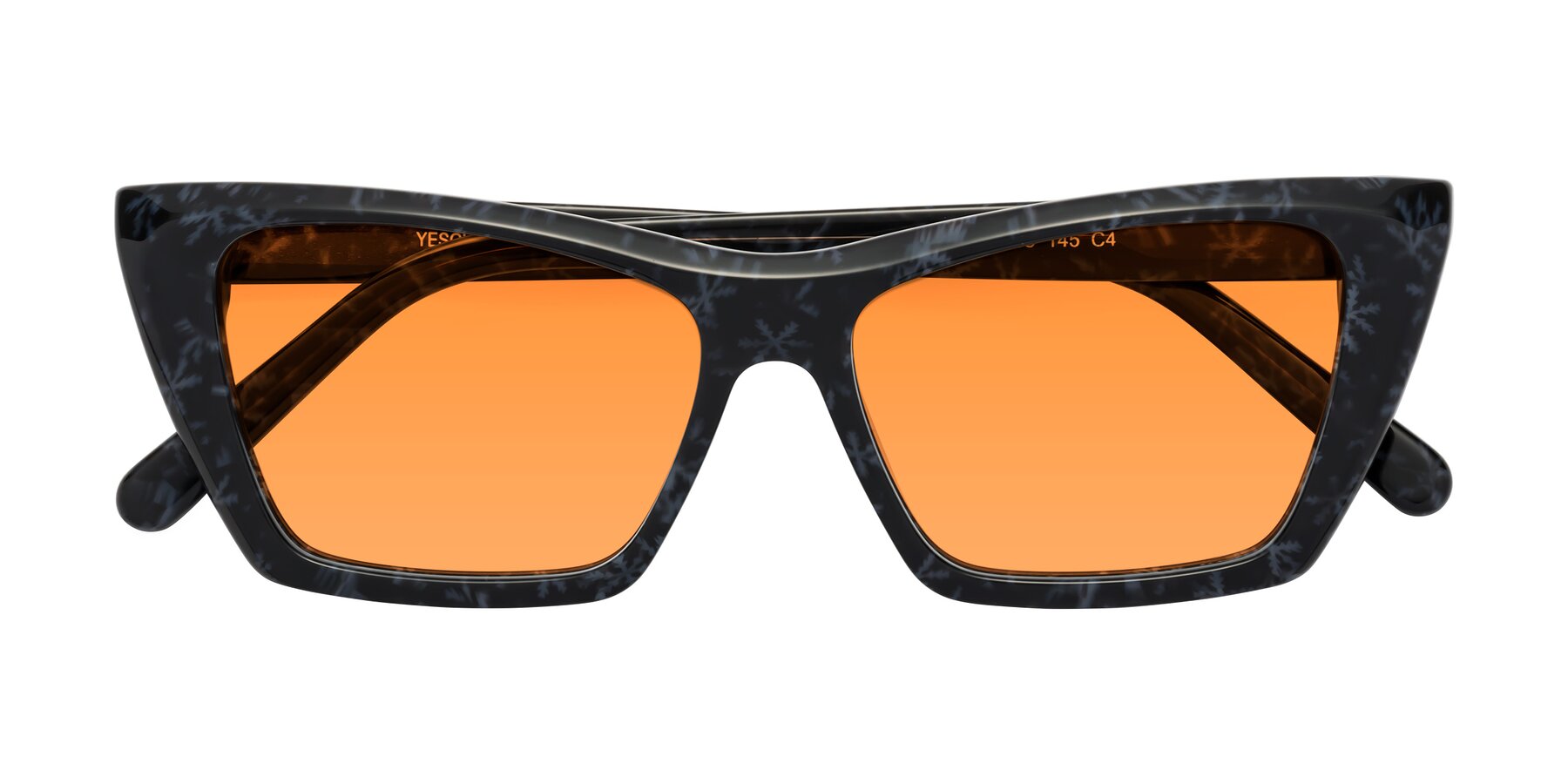 Folded Front of Khoi in Dark Gray Snowflake with Orange Tinted Lenses