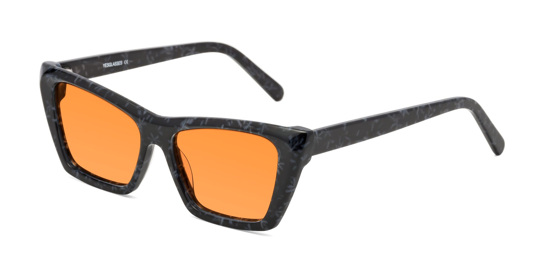 Angle of Khoi in Dark Gray Snowflake with Orange Tinted Lenses
