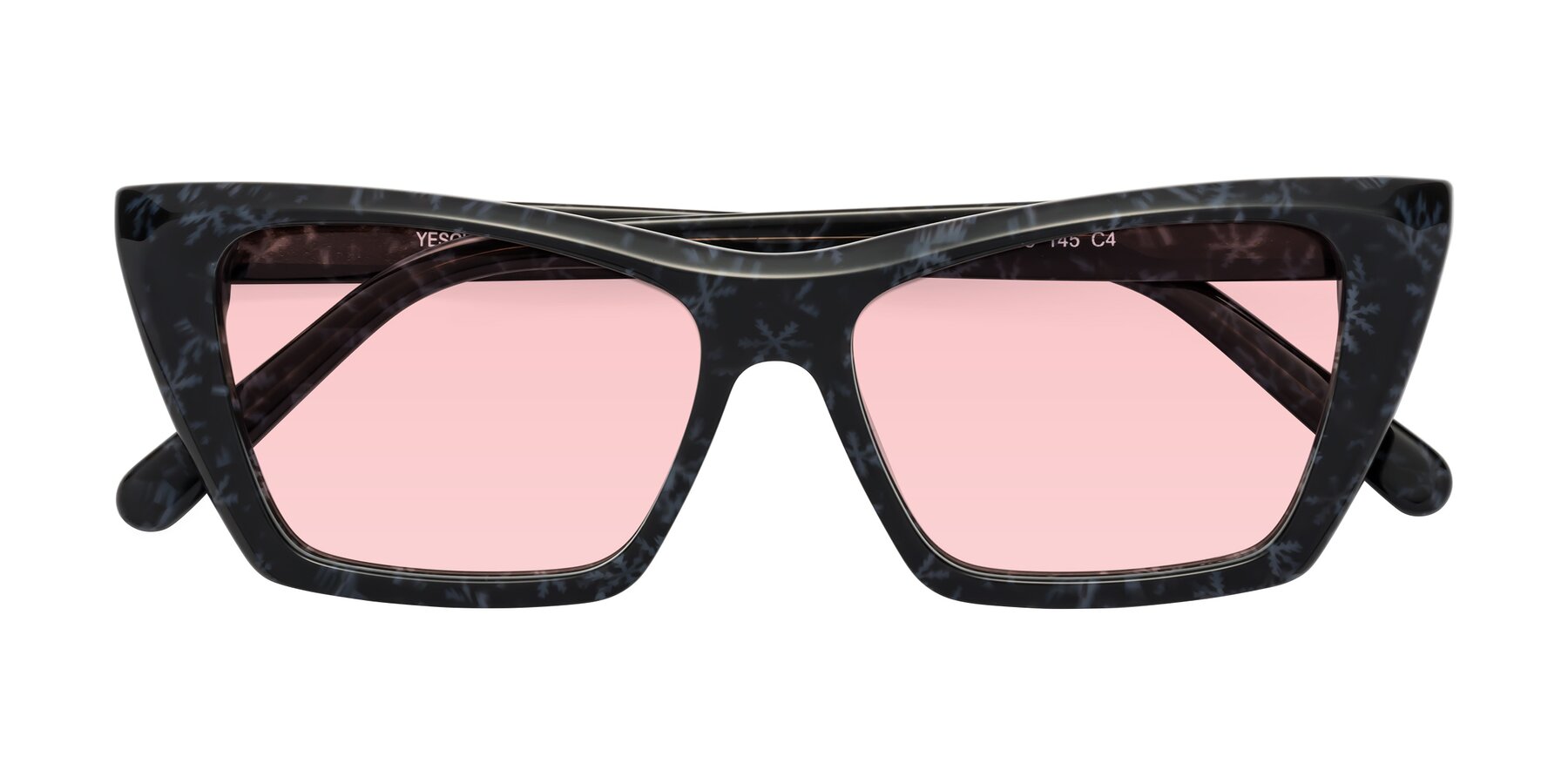 Folded Front of Khoi in Dark Gray Snowflake with Light Garnet Tinted Lenses