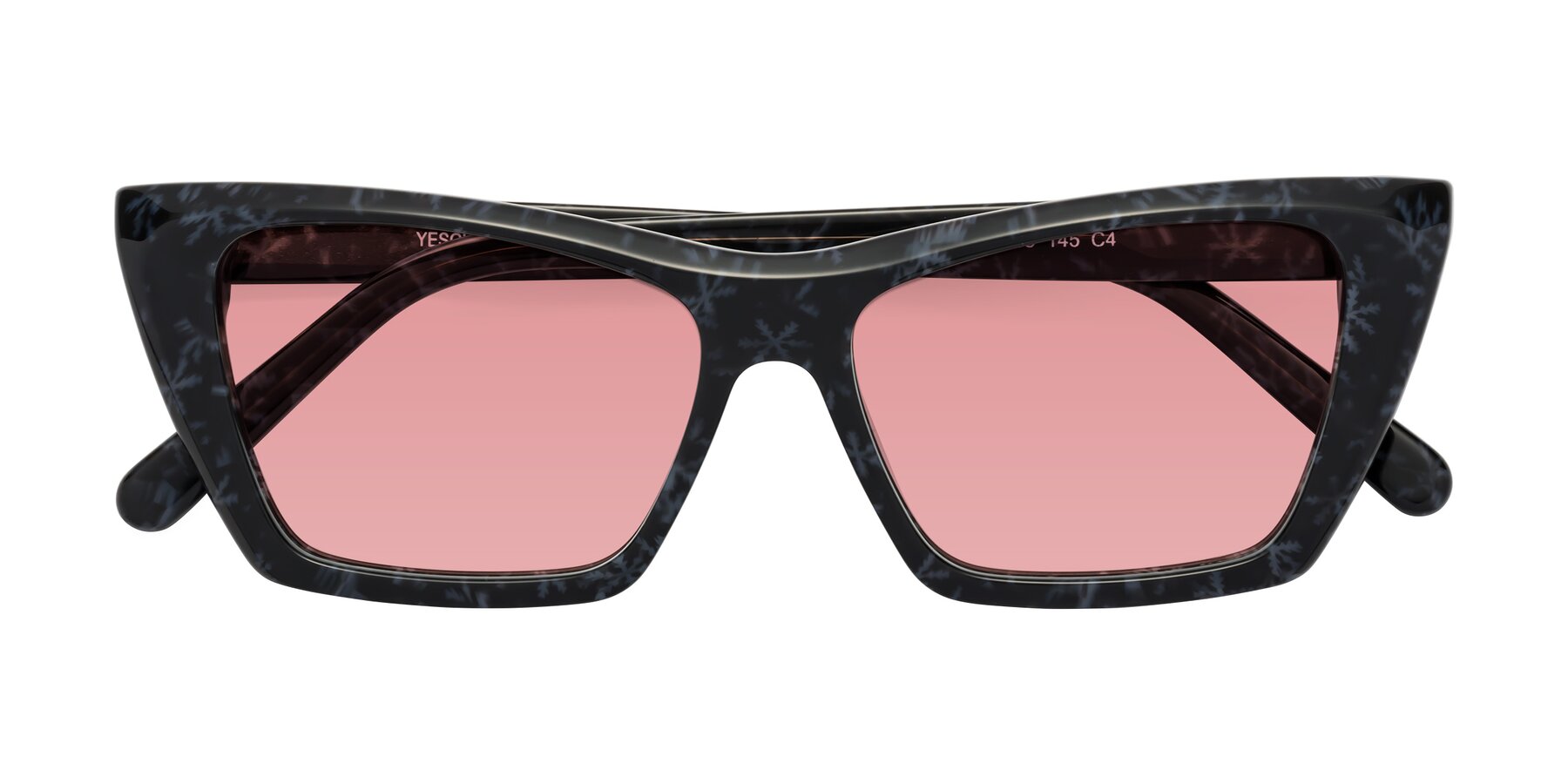 Folded Front of Khoi in Dark Gray Snowflake with Medium Garnet Tinted Lenses