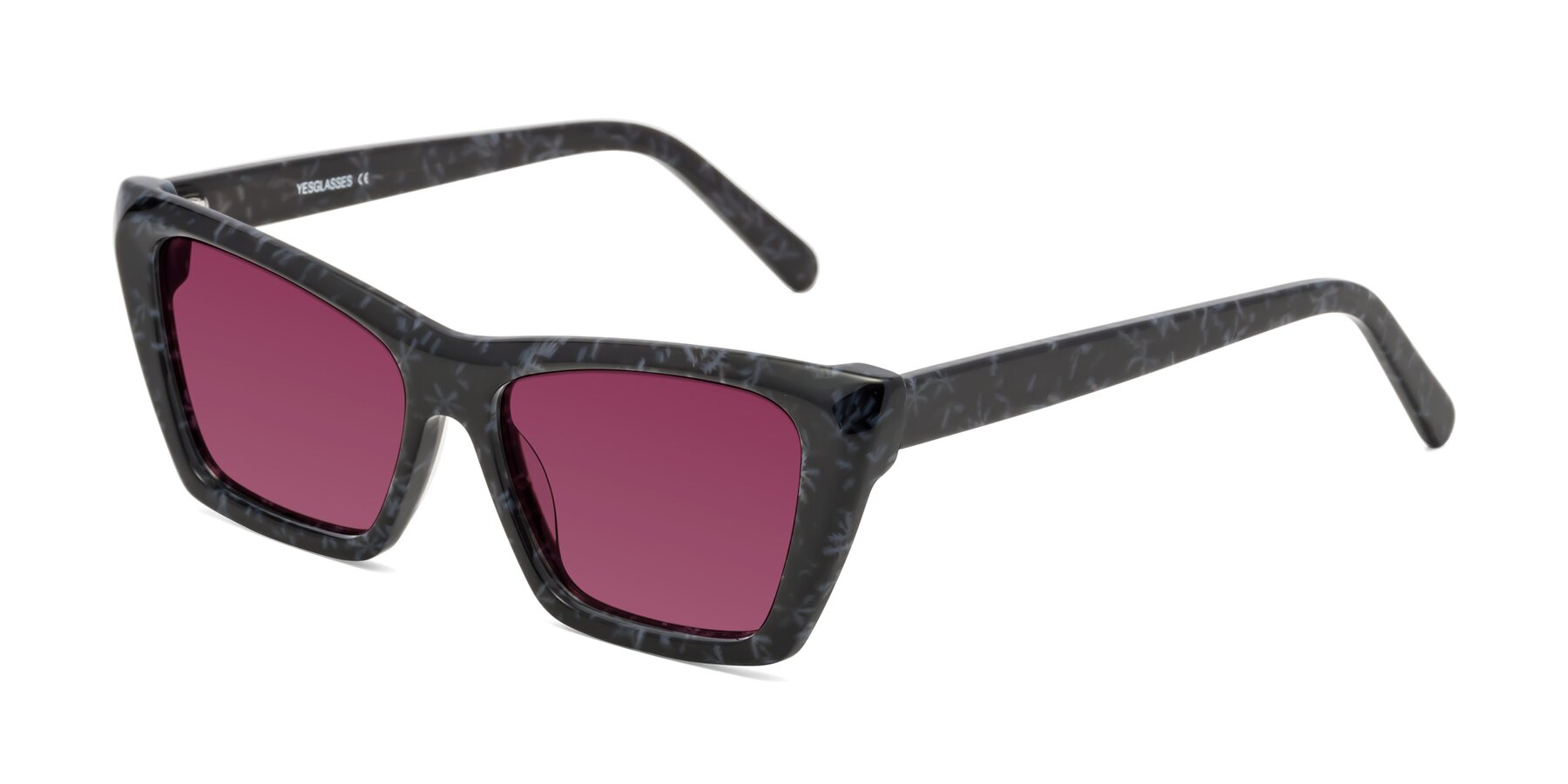 Angle of Khoi in Dark Gray Snowflake with Wine Tinted Lenses