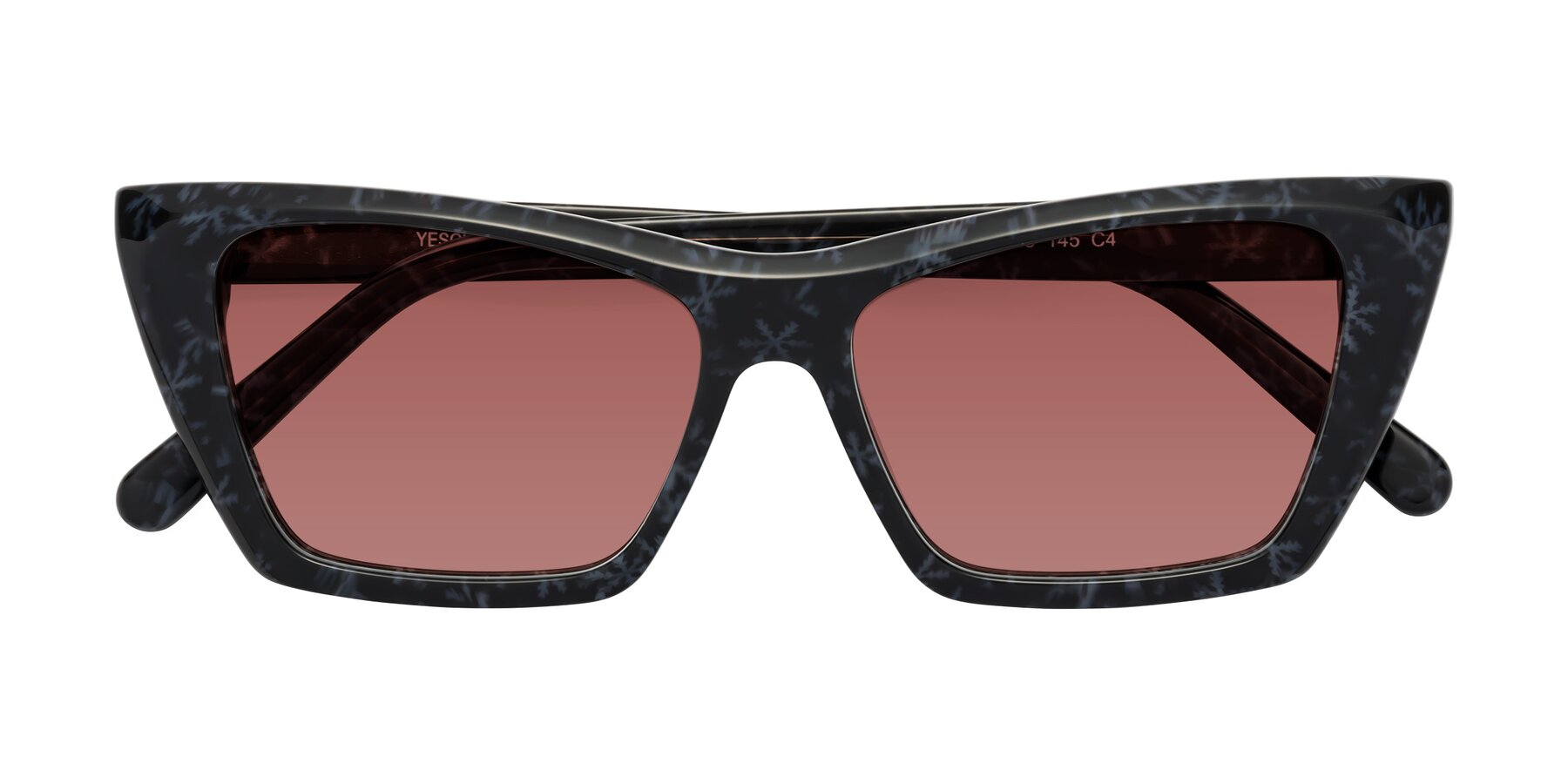 Folded Front of Khoi in Dark Gray Snowflake with Garnet Tinted Lenses