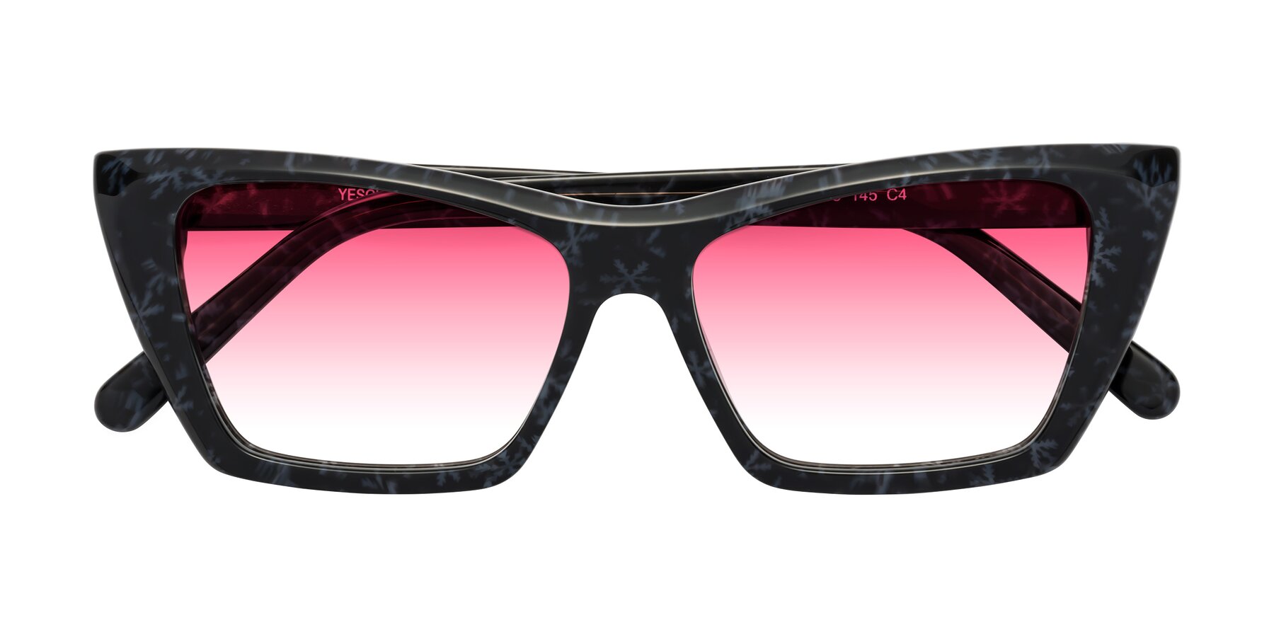 Folded Front of Khoi in Dark Gray Snowflake with Pink Gradient Lenses