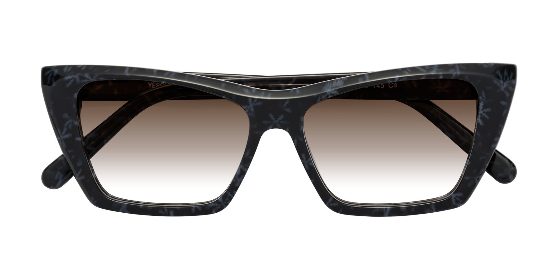 Folded Front of Khoi in Dark Gray Snowflake with Brown Gradient Lenses
