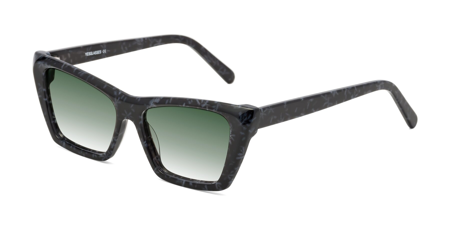 Angle of Khoi in Dark Gray Snowflake with Green Gradient Lenses