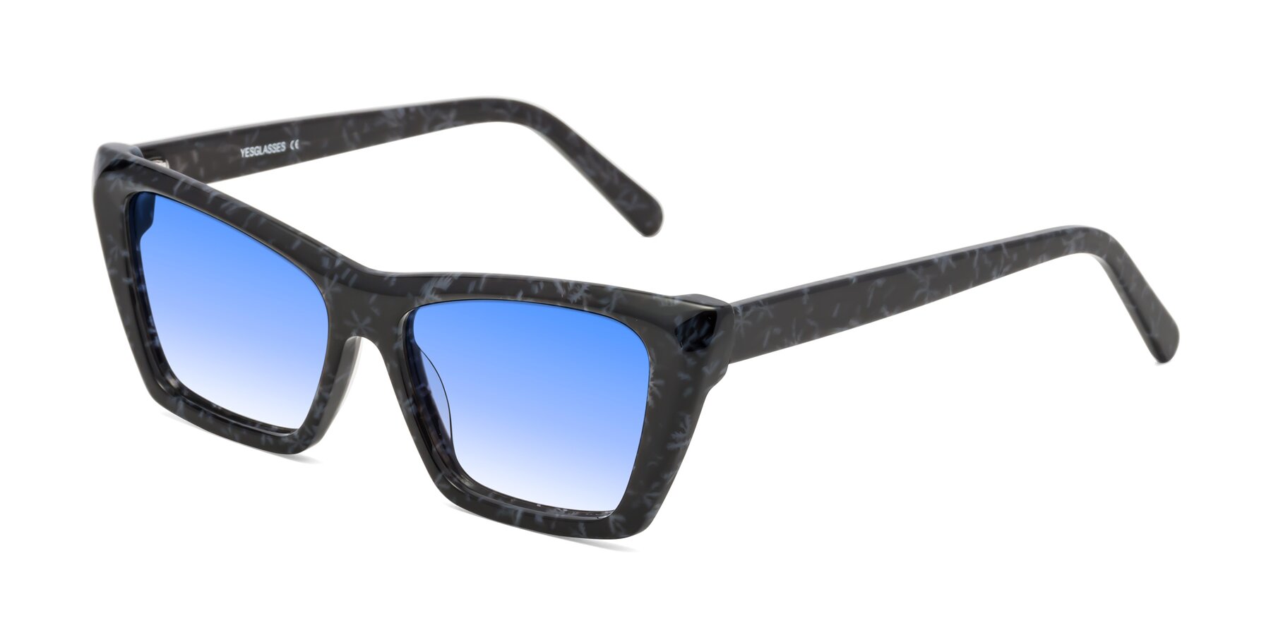 Angle of Khoi in Dark Gray Snowflake with Blue Gradient Lenses
