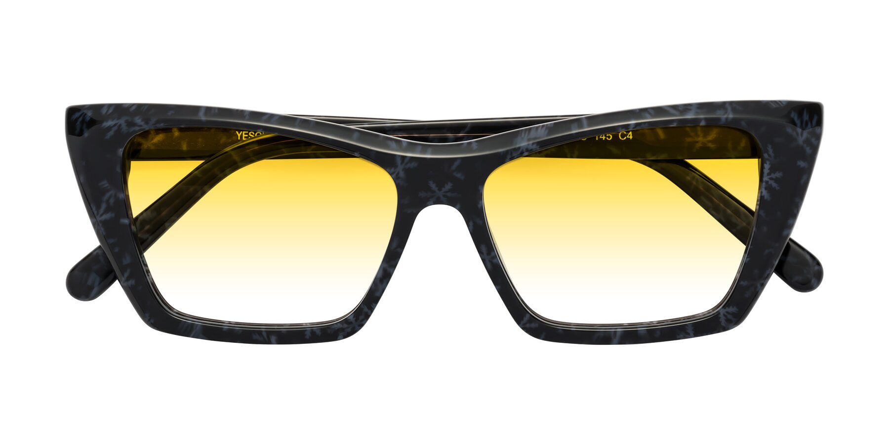 Folded Front of Khoi in Dark Gray Snowflake with Yellow Gradient Lenses