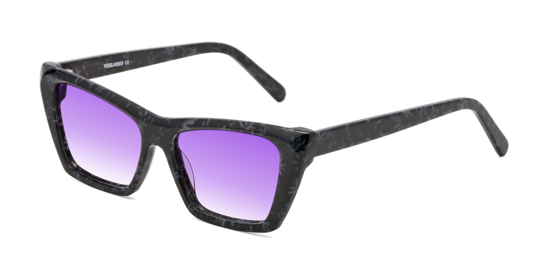 Angle of Khoi in Dark Gray Snowflake with Purple Gradient Lenses
