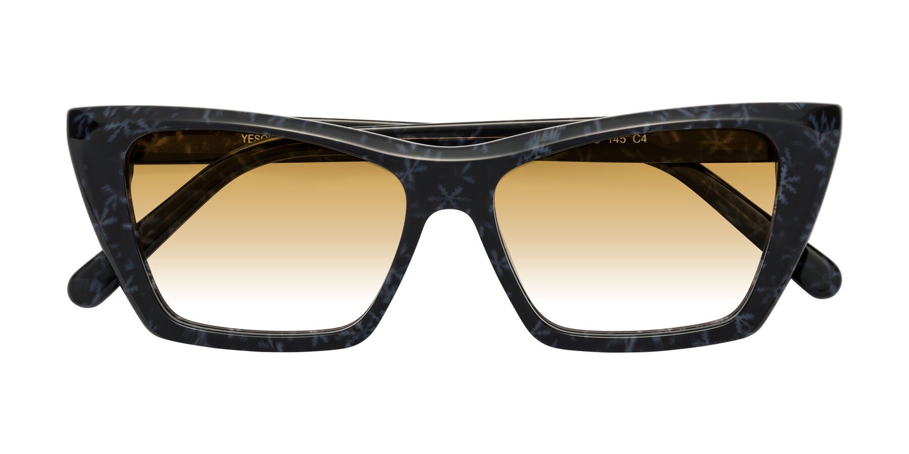 Folded Front of Khoi in Dark Gray Snowflake with Champagne Gradient Lenses