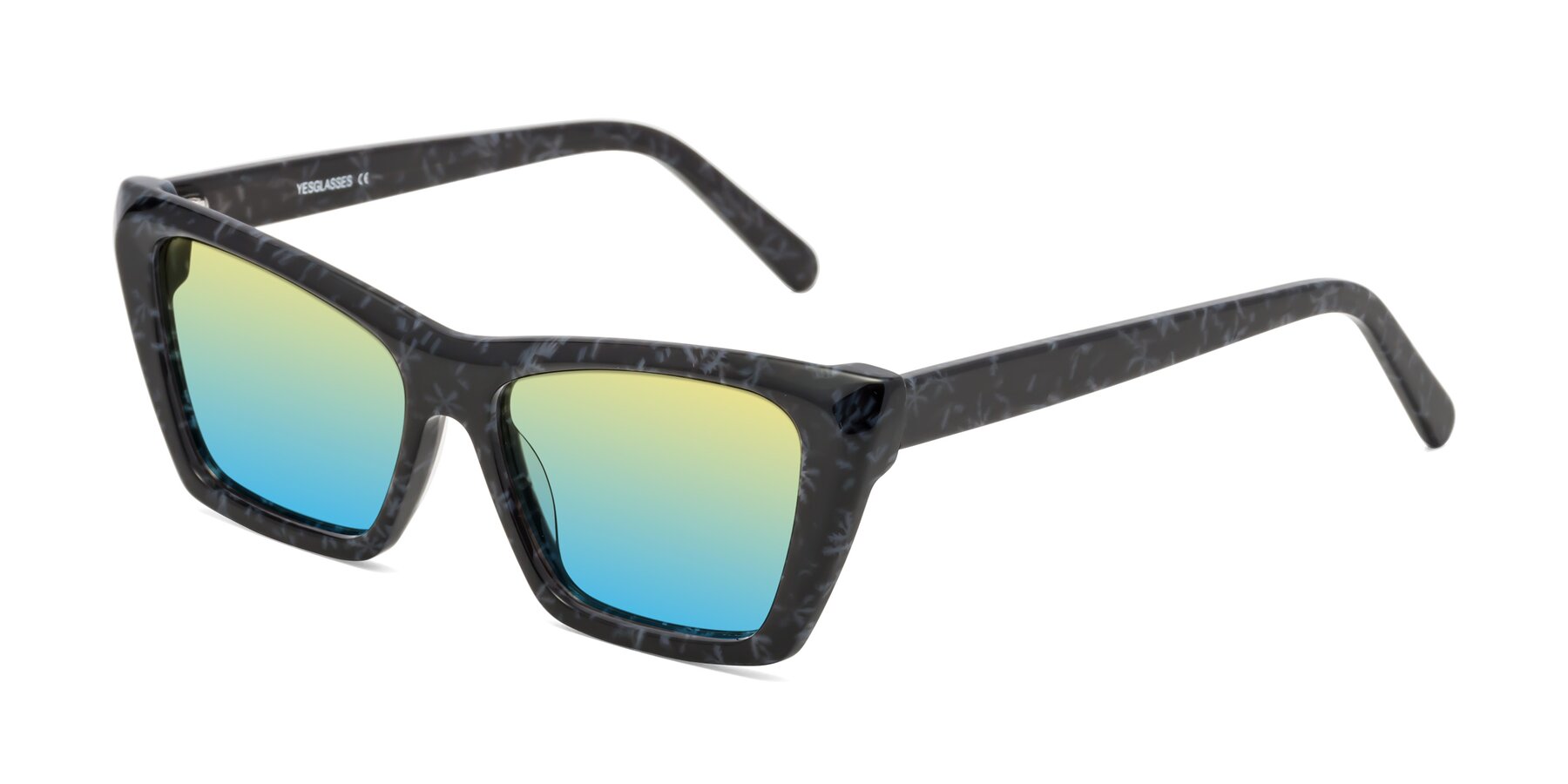 Angle of Khoi in Dark Gray Snowflake with Yellow / Blue Gradient Lenses