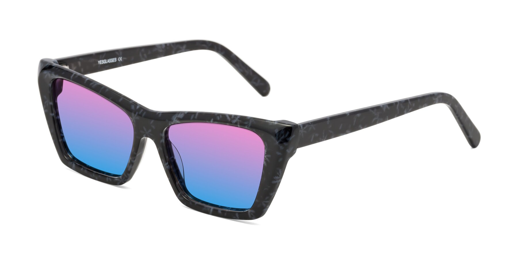 Angle of Khoi in Dark Gray Snowflake with Pink / Blue Gradient Lenses