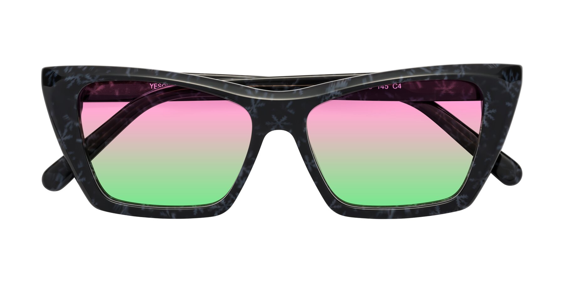 Folded Front of Khoi in Dark Gray Snowflake with Pink / Green Gradient Lenses