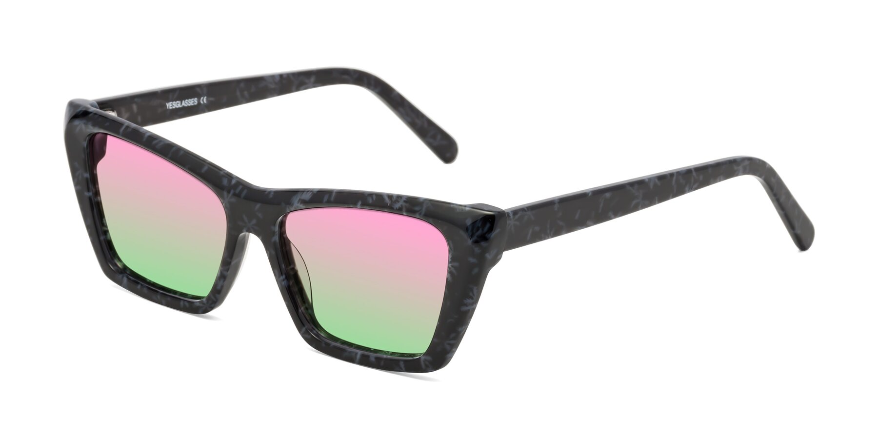 Angle of Khoi in Dark Gray Snowflake with Pink / Green Gradient Lenses