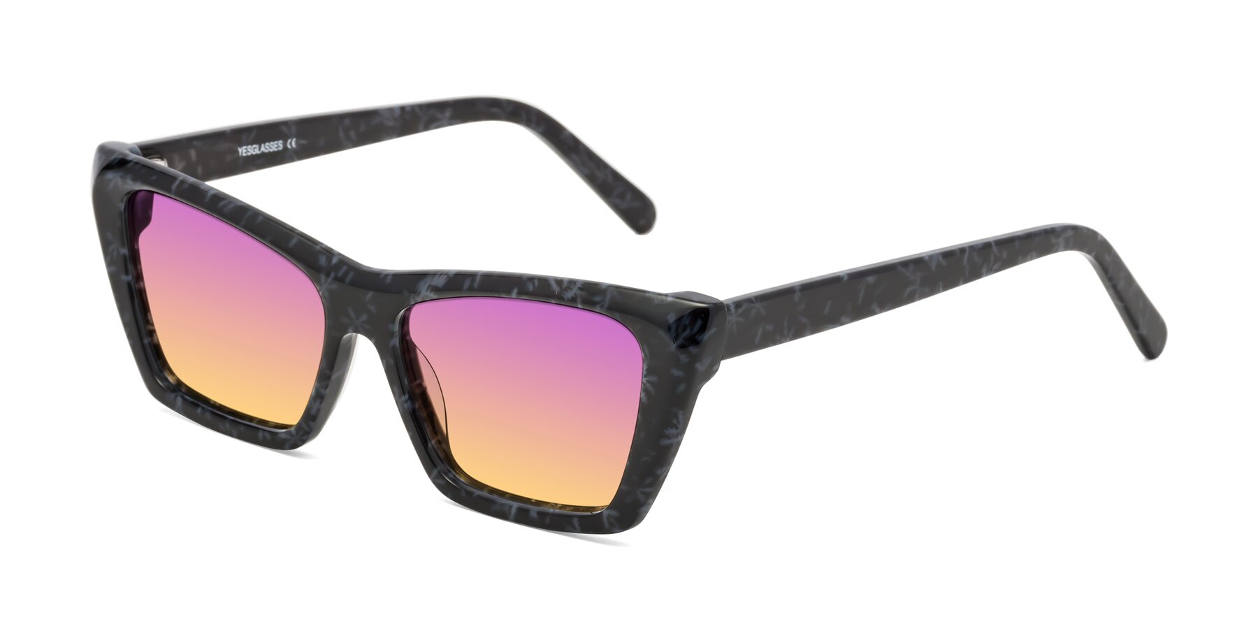 Angle of Khoi in Dark Gray Snowflake with Purple / Yellow Gradient Lenses