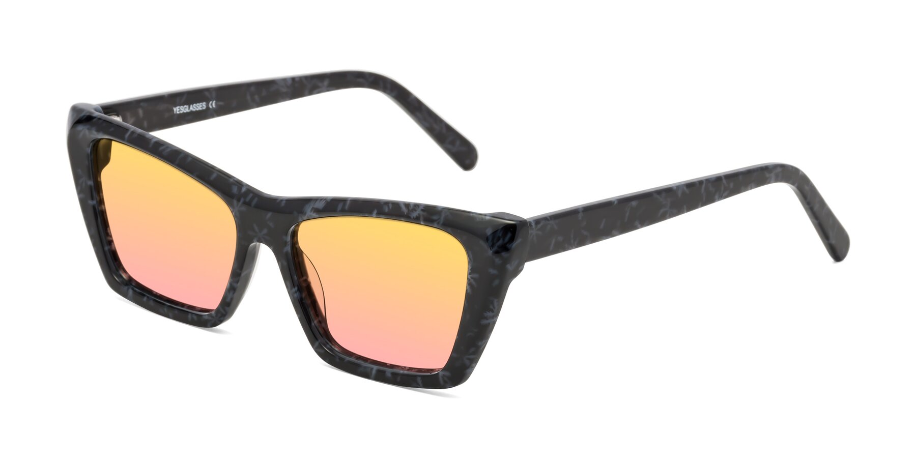 Angle of Khoi in Dark Gray Snowflake with Yellow / Pink Gradient Lenses
