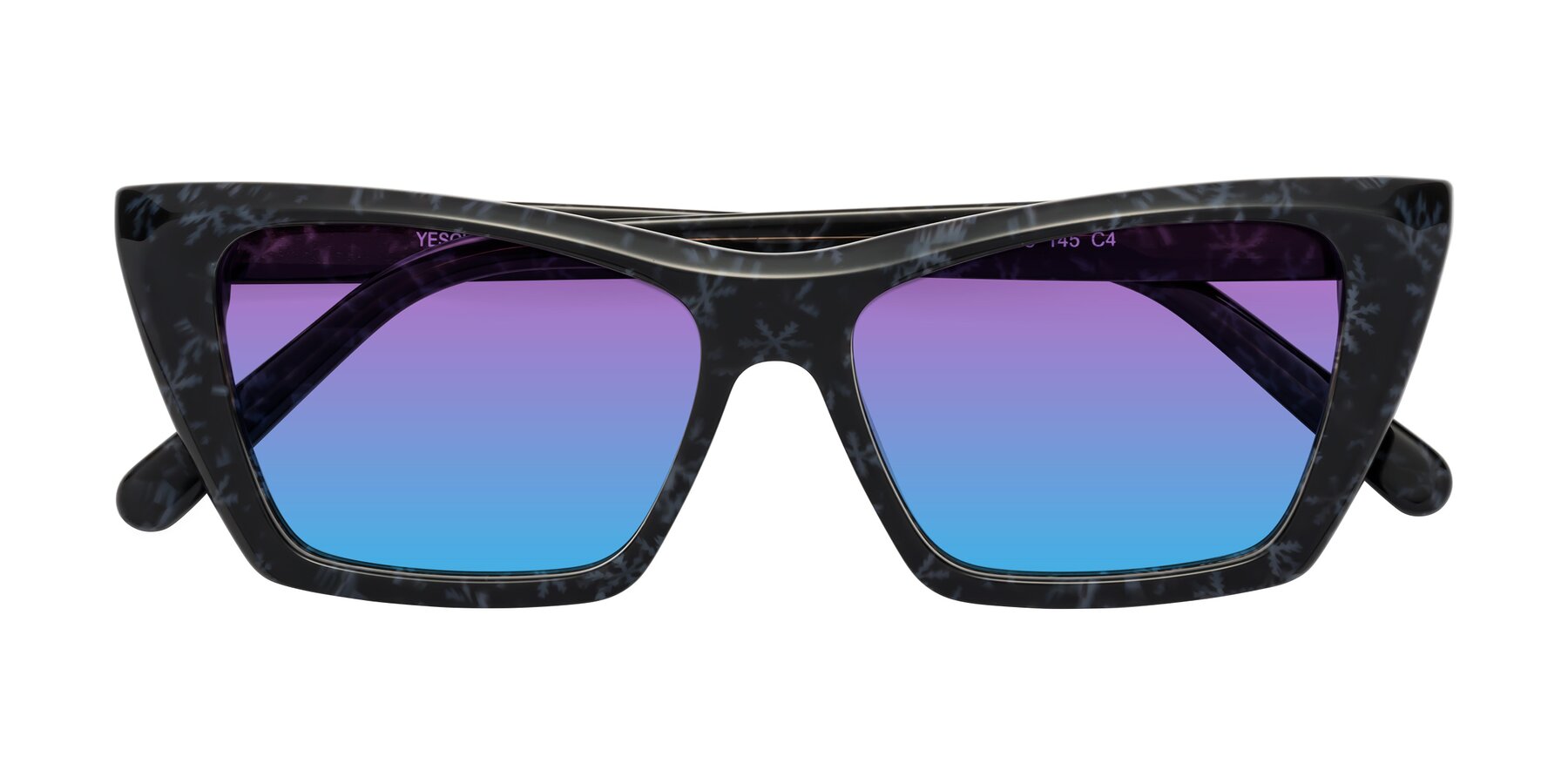 Folded Front of Khoi in Dark Gray Snowflake with Purple / Blue Gradient Lenses