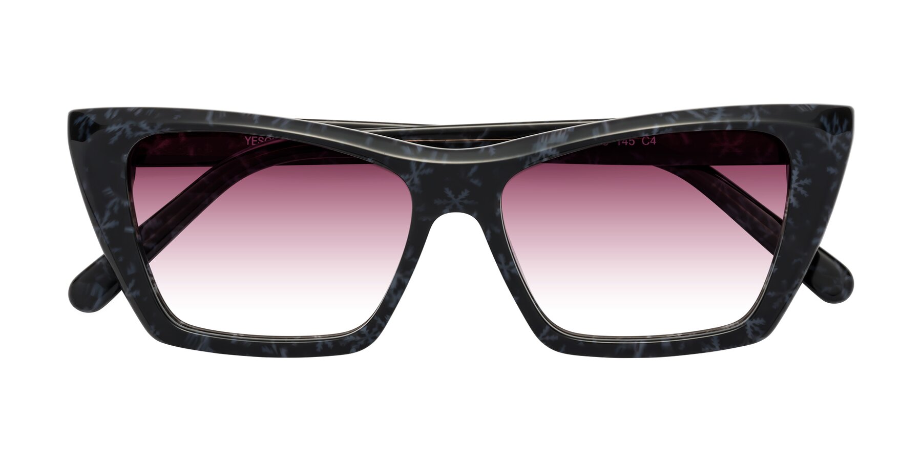 Folded Front of Khoi in Dark Gray Snowflake with Wine Gradient Lenses