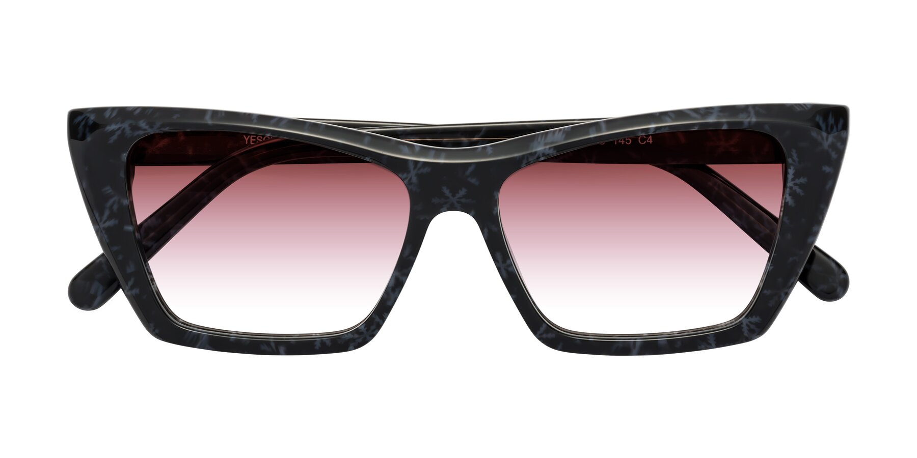 Folded Front of Khoi in Dark Gray Snowflake with Garnet Gradient Lenses