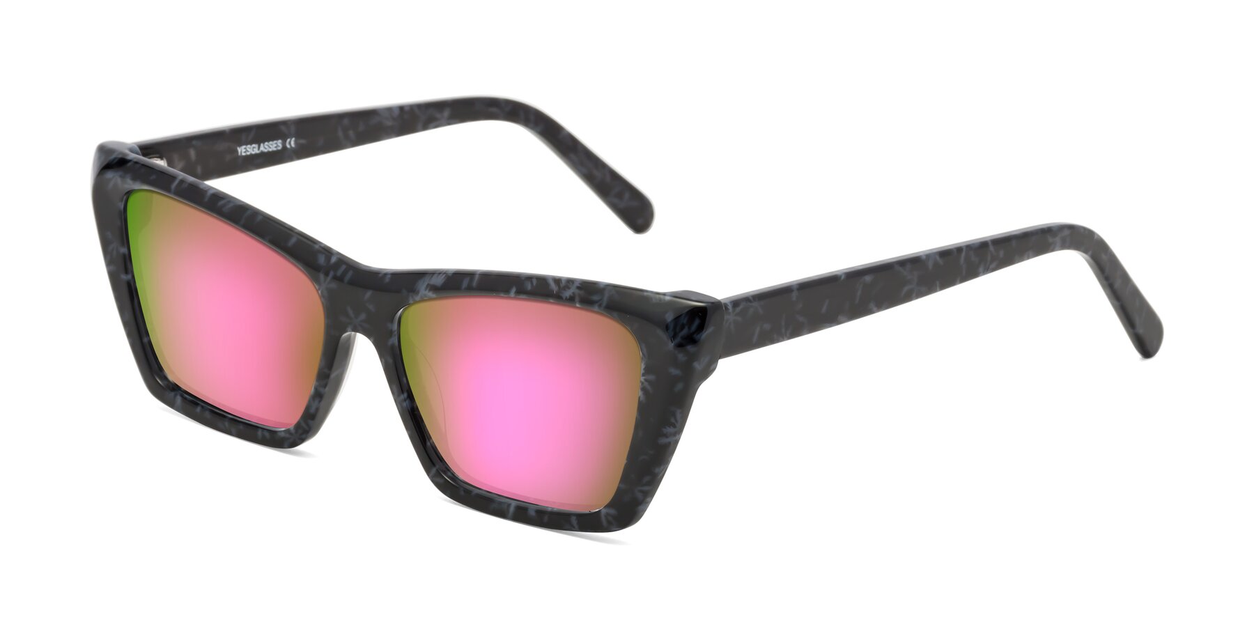 Angle of Khoi in Dark Gray Snowflake with Pink Mirrored Lenses