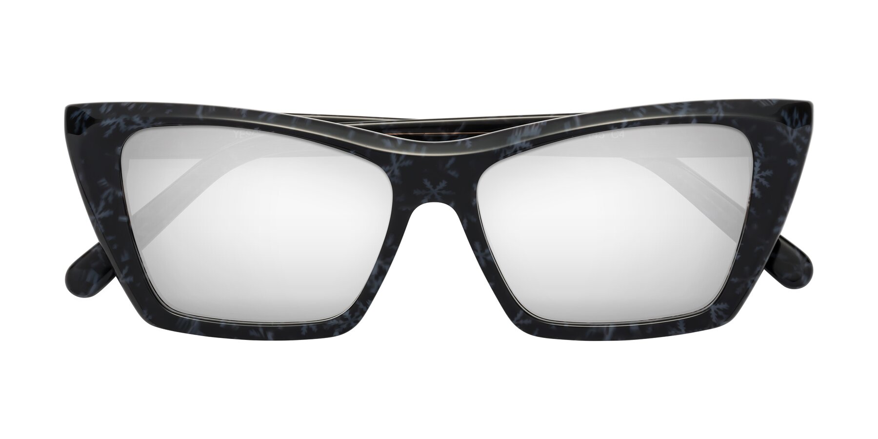 Folded Front of Khoi in Dark Gray Snowflake with Silver Mirrored Lenses