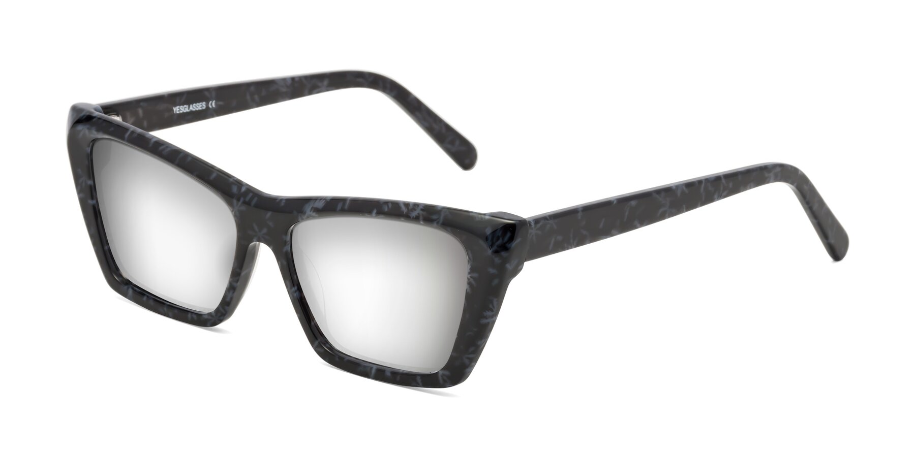 Angle of Khoi in Dark Gray Snowflake with Silver Mirrored Lenses