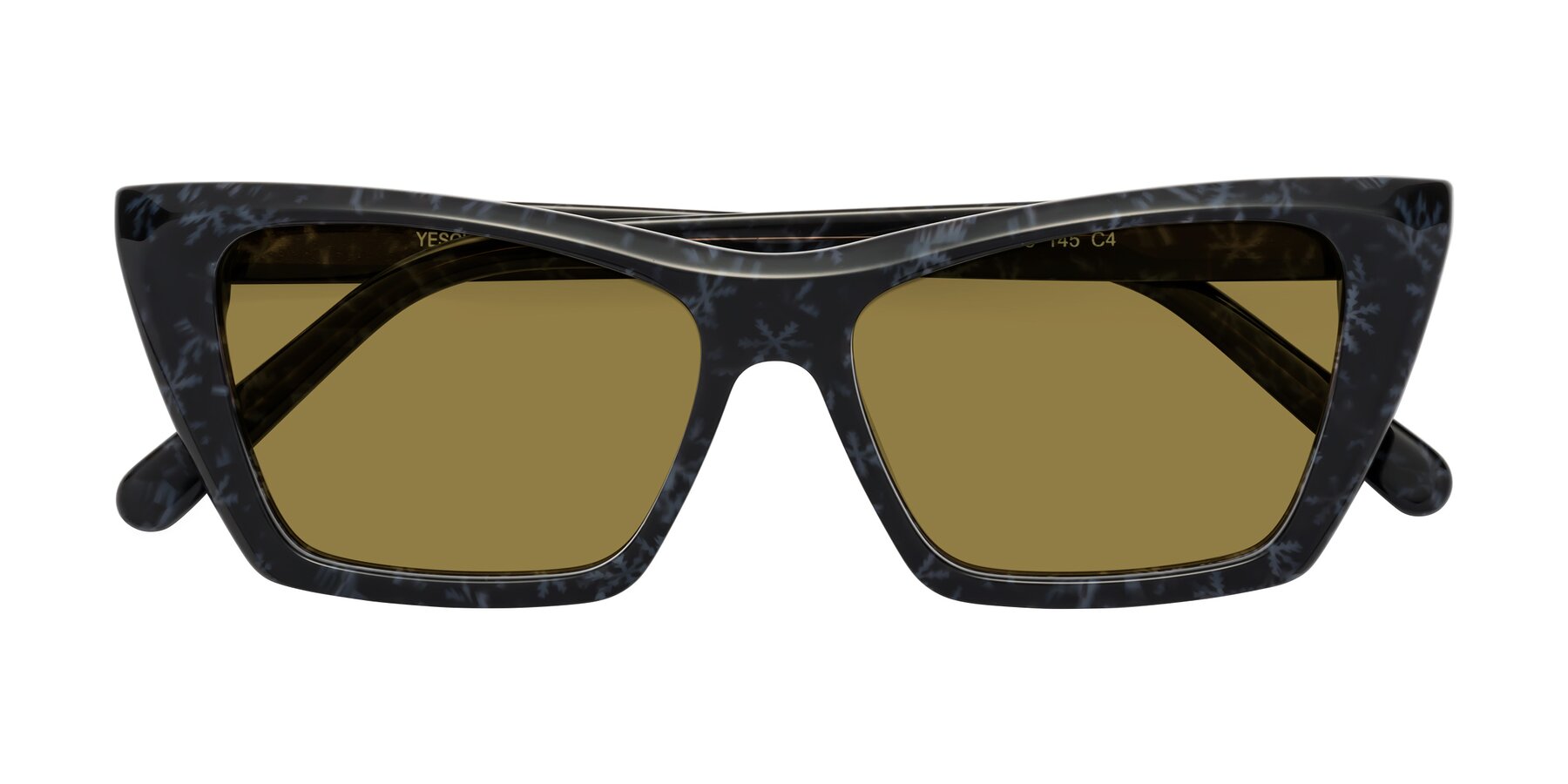 Folded Front of Khoi in Dark Gray Snowflake with Brown Polarized Lenses