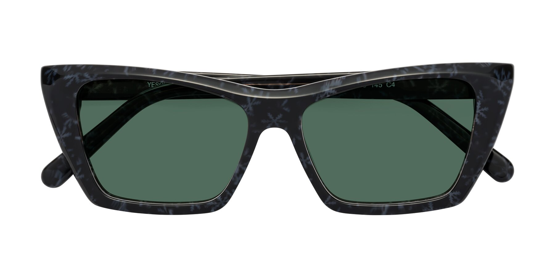 Folded Front of Khoi in Dark Gray Snowflake with Green Polarized Lenses