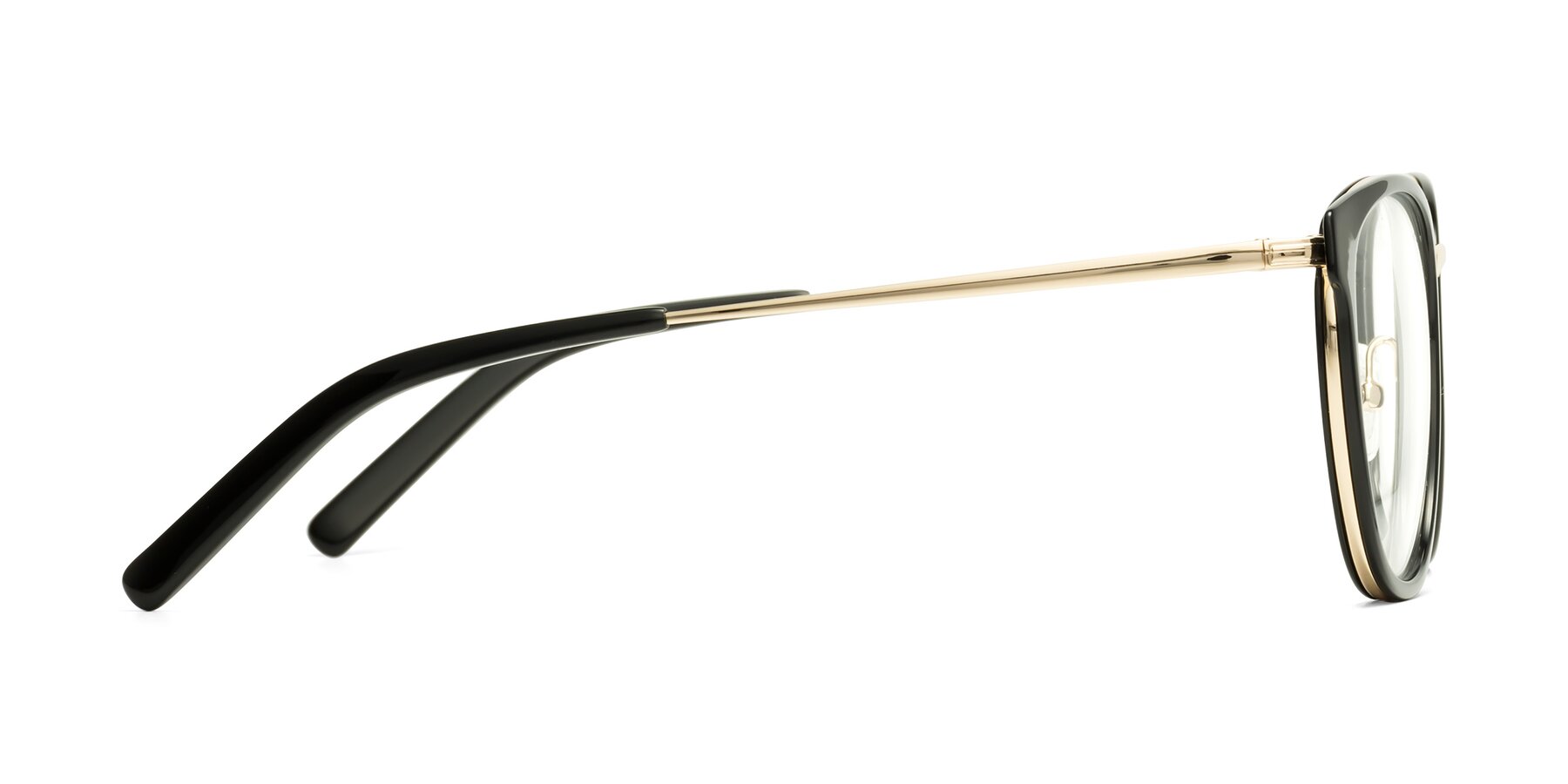 Side of Callie in Black-Gold with Clear Eyeglass Lenses