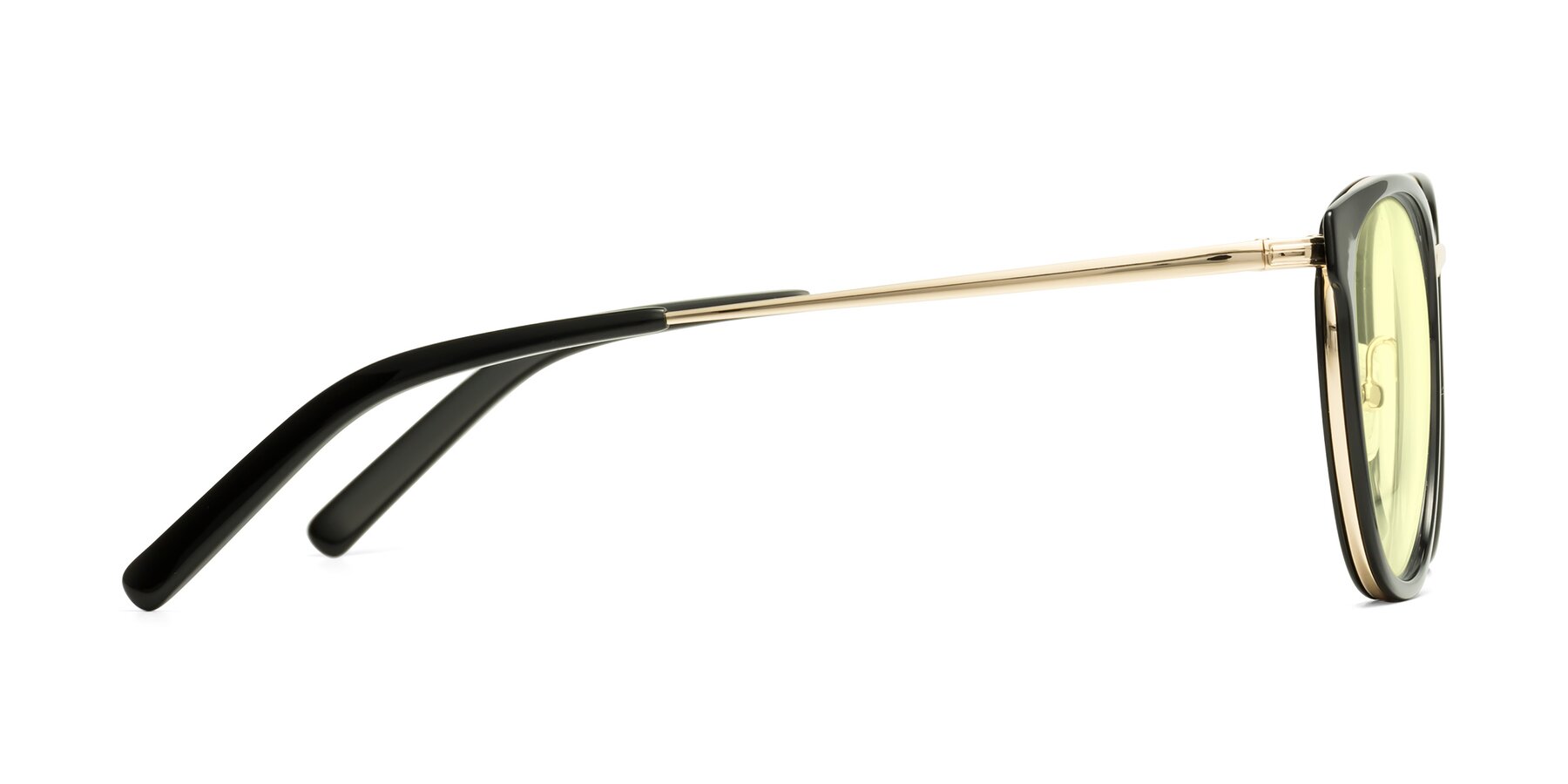 Side of Callie in Black-Gold with Light Yellow Tinted Lenses
