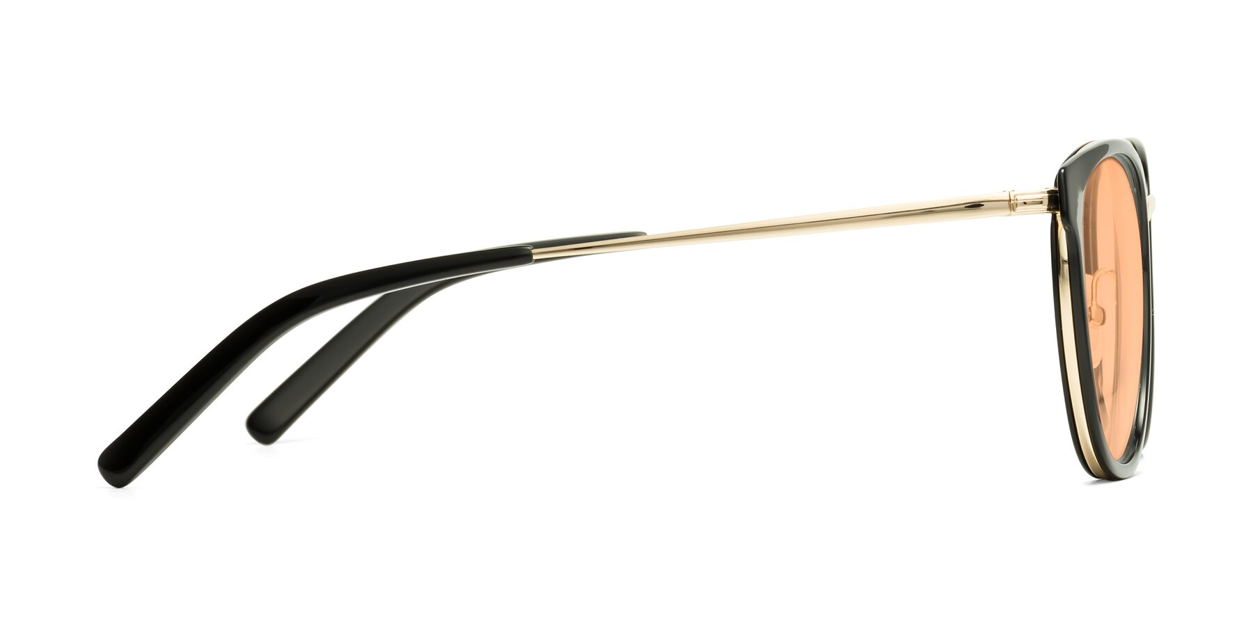 Side of Callie in Black-Gold with Light Orange Tinted Lenses
