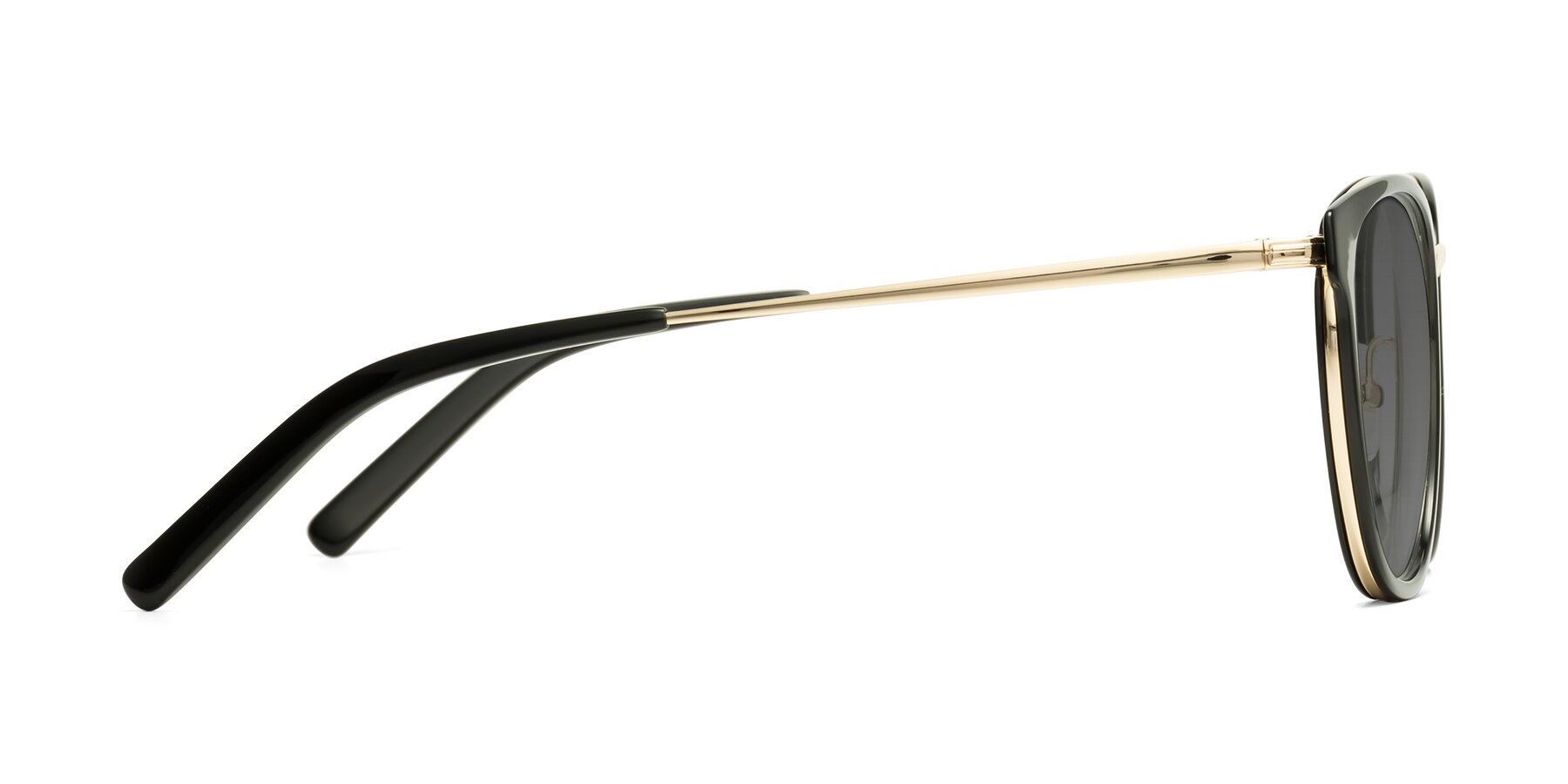 Side of Callie in Black-Gold with Medium Gray Tinted Lenses