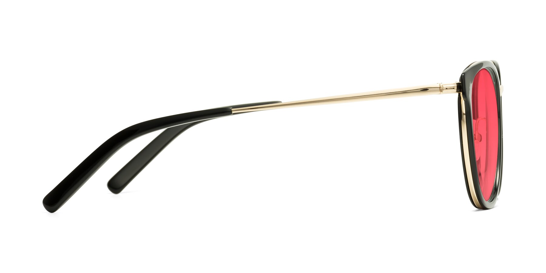Side of Callie in Black-Gold with Red Tinted Lenses