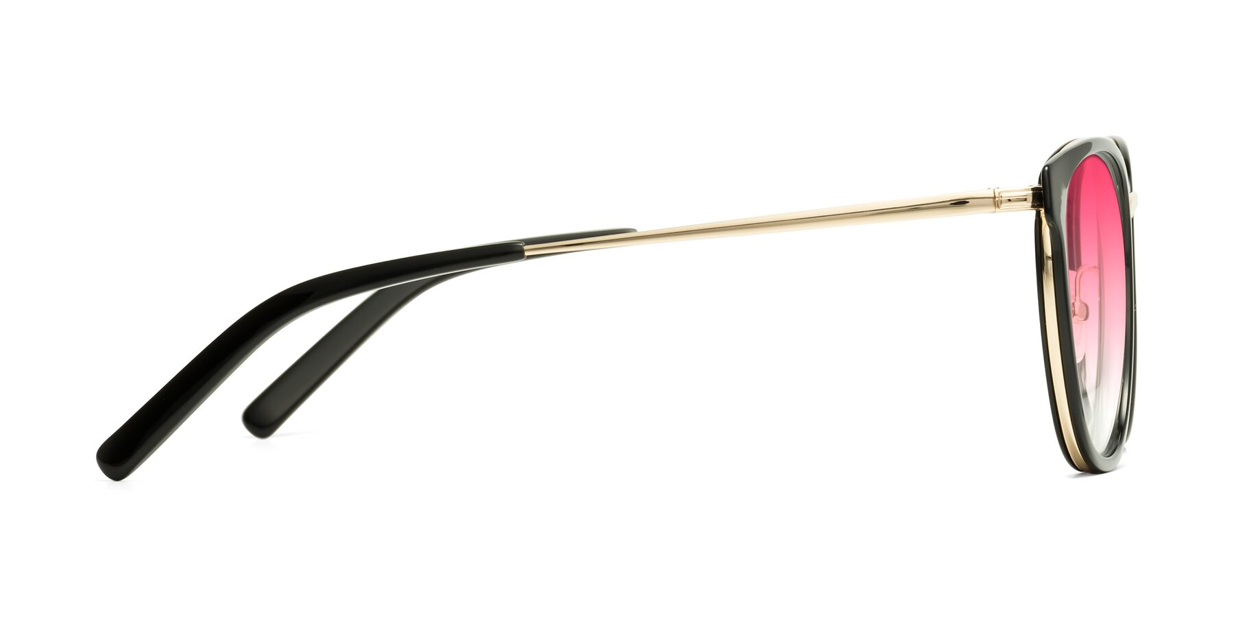 Side of Callie in Black-Gold with Pink Gradient Lenses