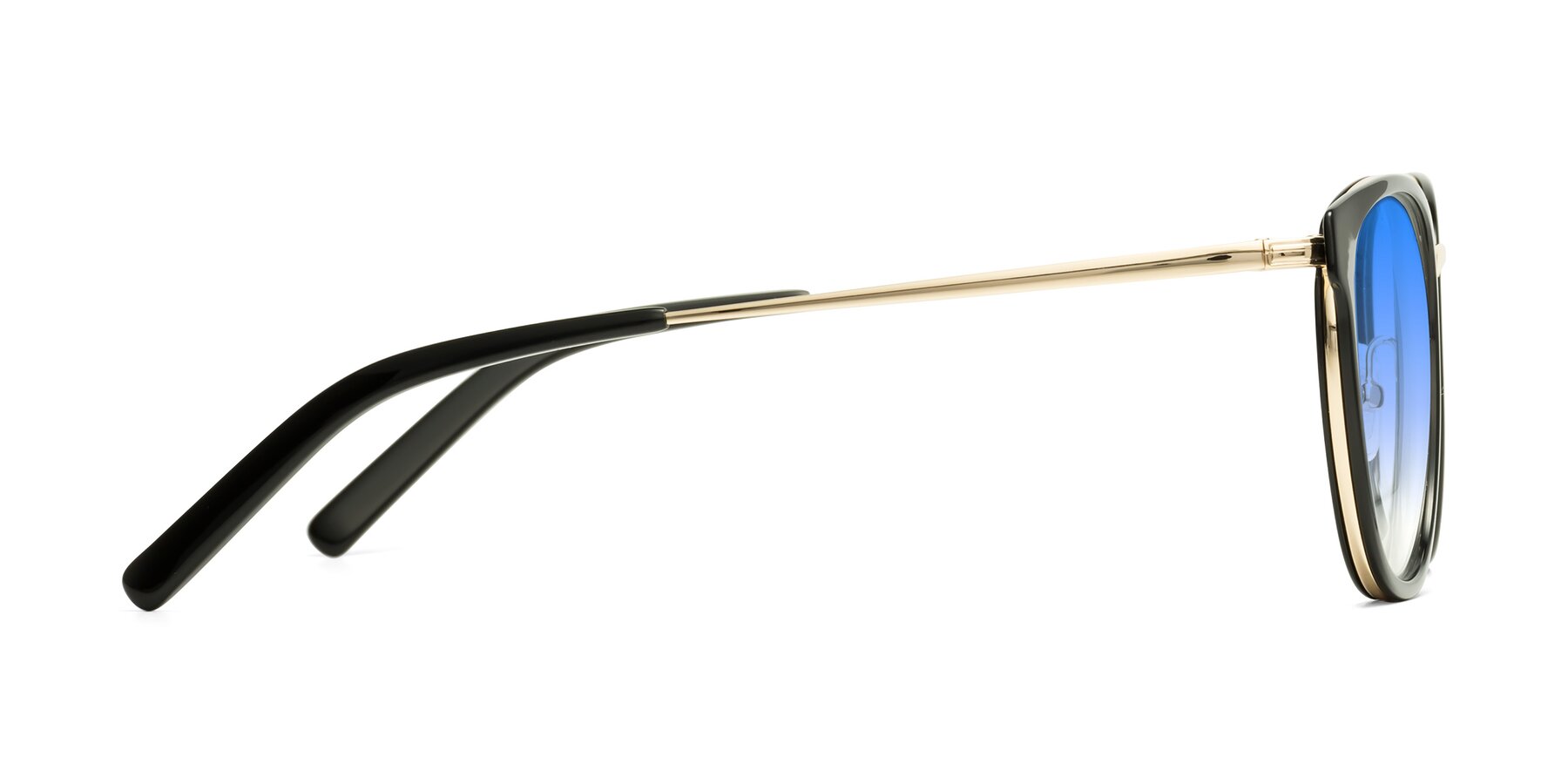 Side of Callie in Black-Gold with Blue Gradient Lenses