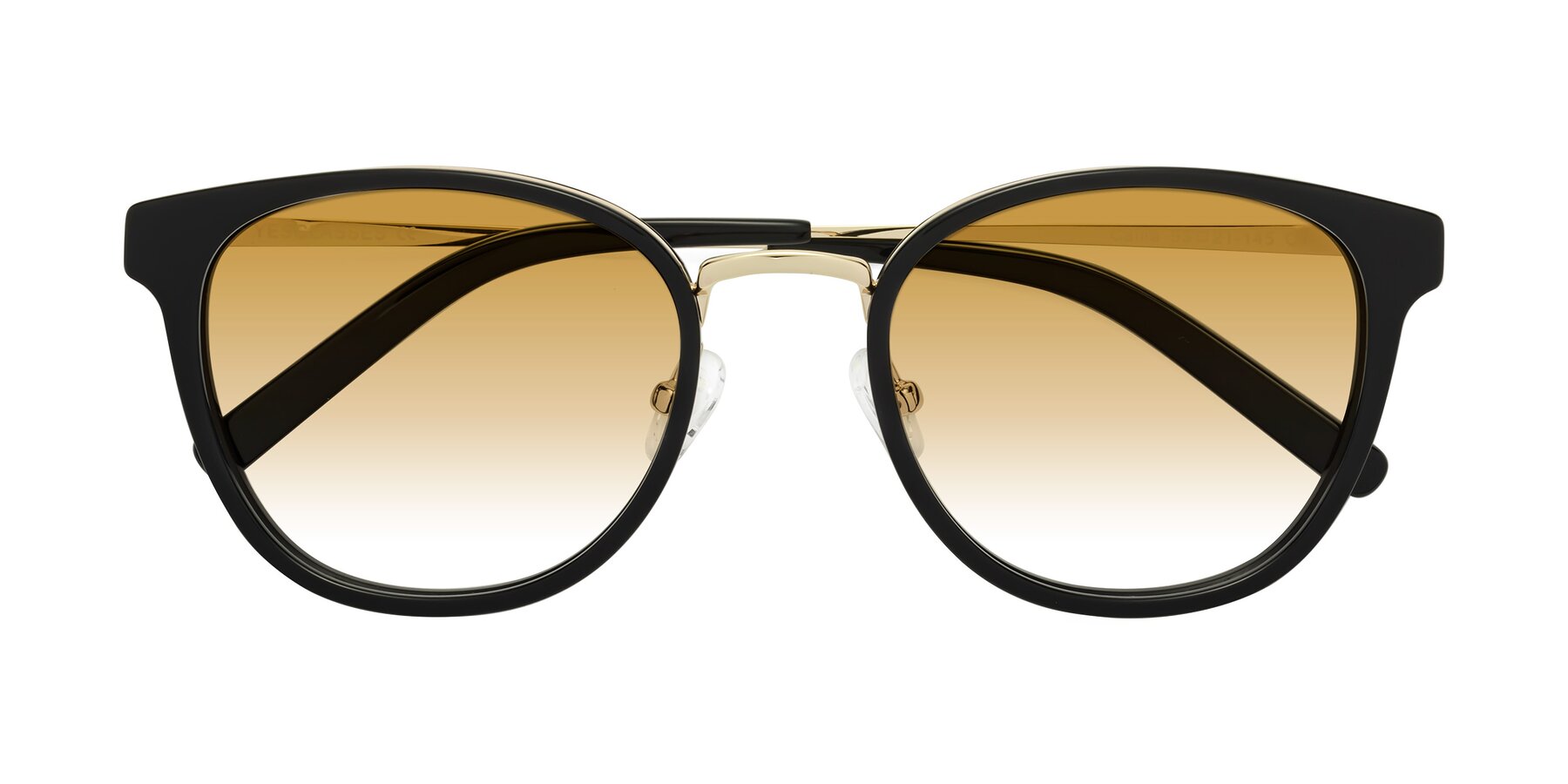 Folded Front of Callie in Black-Gold with Champagne Gradient Lenses